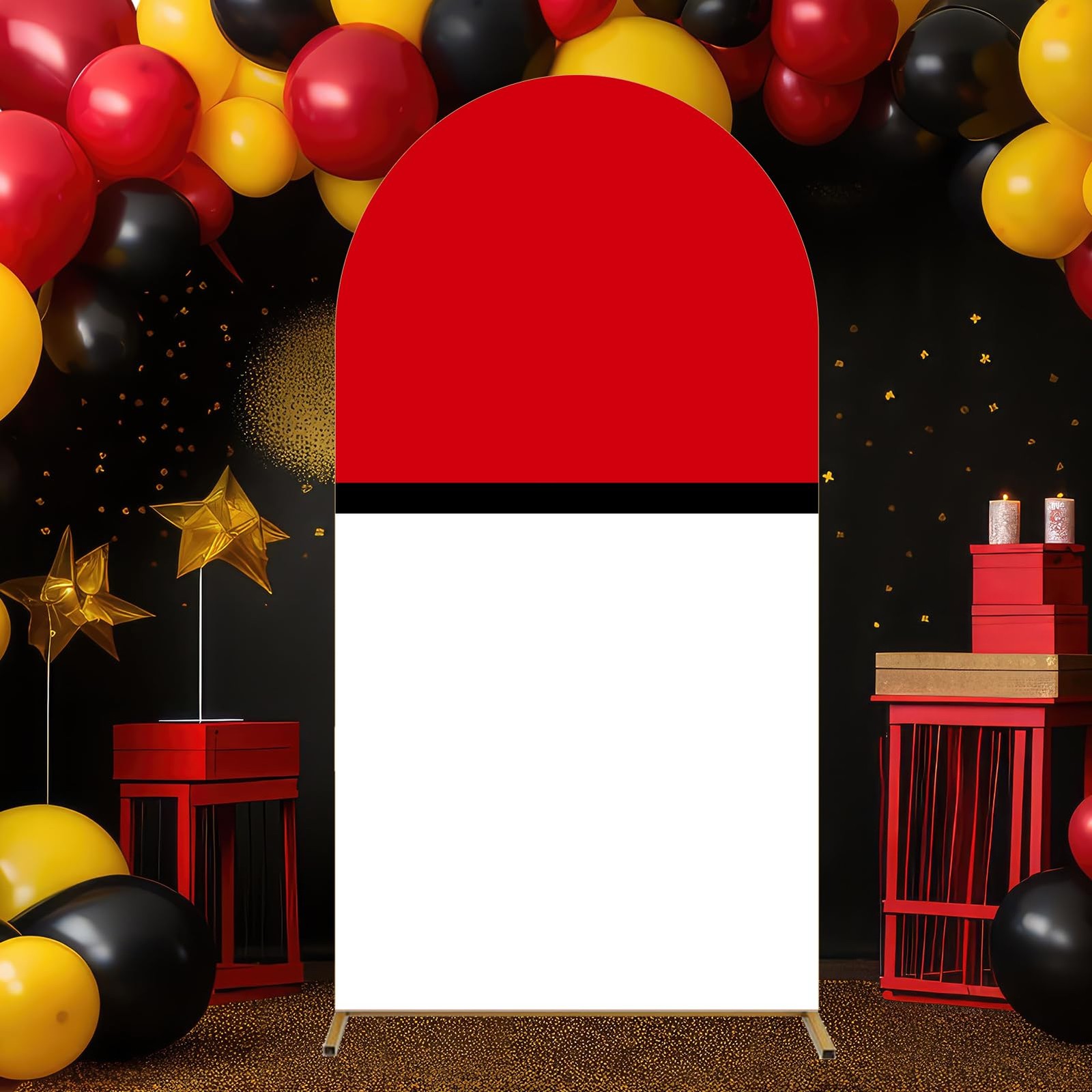 7.2 × 4 Ft/87.6 x 47.6 Inch Red Black and White Cartoon Arch Cover Round Top …