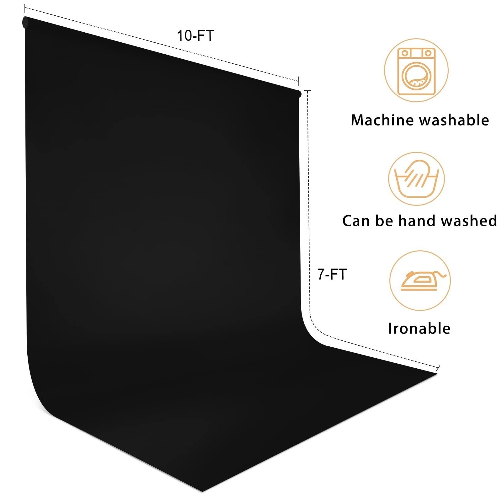 10 X 7 Ft Black Backdrop Background For Photography High Density Polyester Fabri
