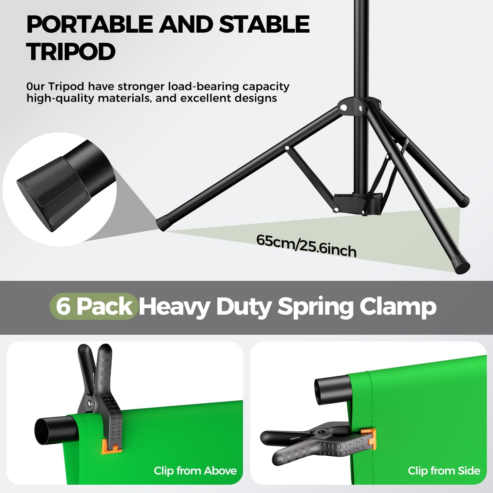 EMART Green Screen Backdrop Kit 5×6.5ft with Stand & Clamps
