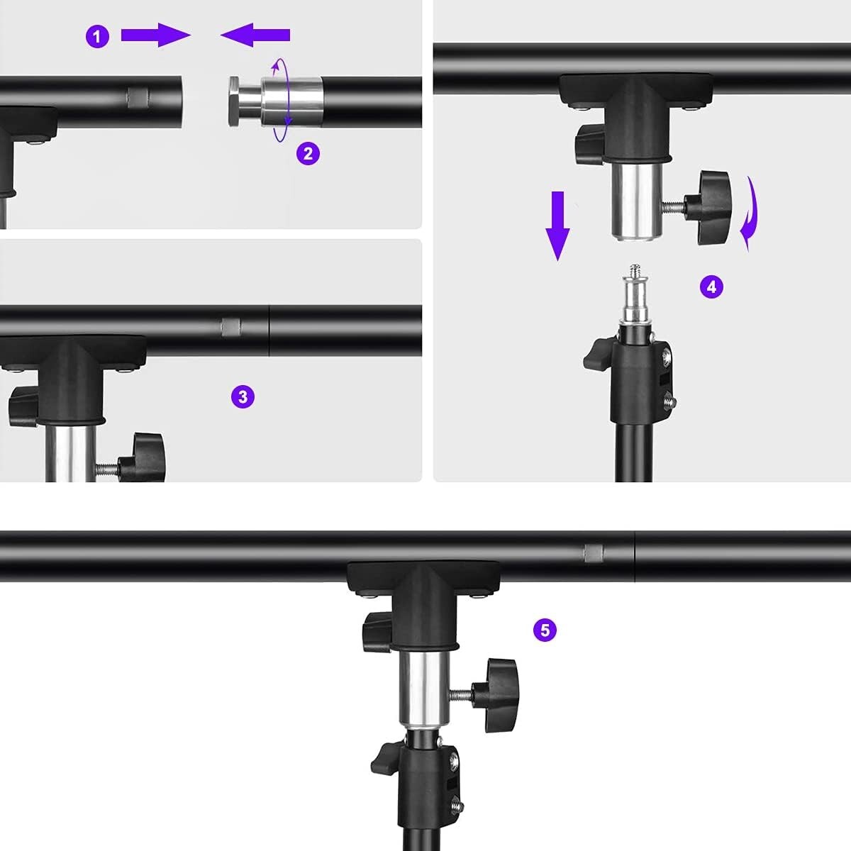 T-Shape Backdrop Stand Kit, 6.7ft x 5ft Adjustable Background Support