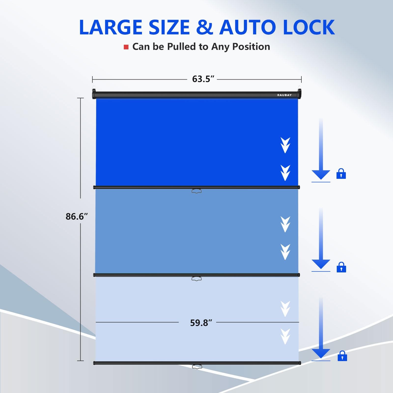 RAUBAY Retractable Pull Down Blue Screen – Standard(59.8 x 86.6in),