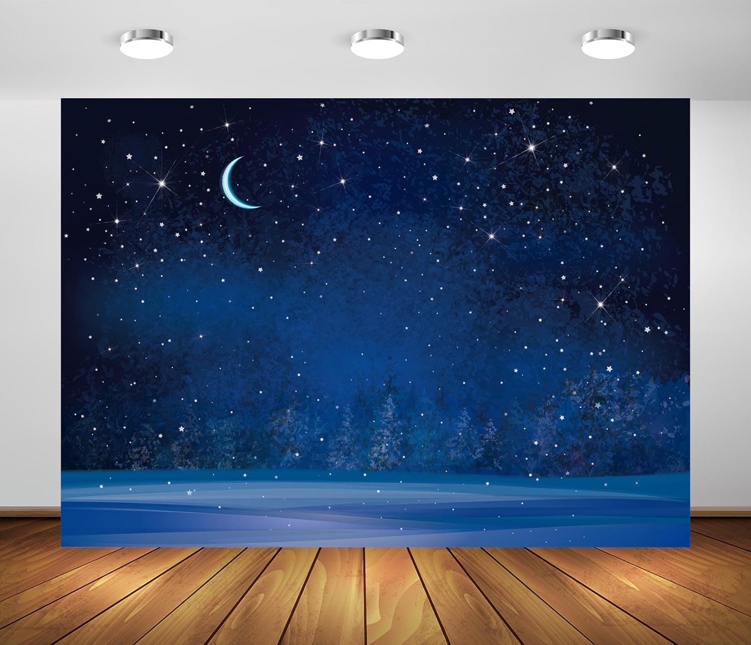 BELECO 7x5ft Fabric Winter Wonderland Night Snowfall Backdrop 7x5FT, A50026