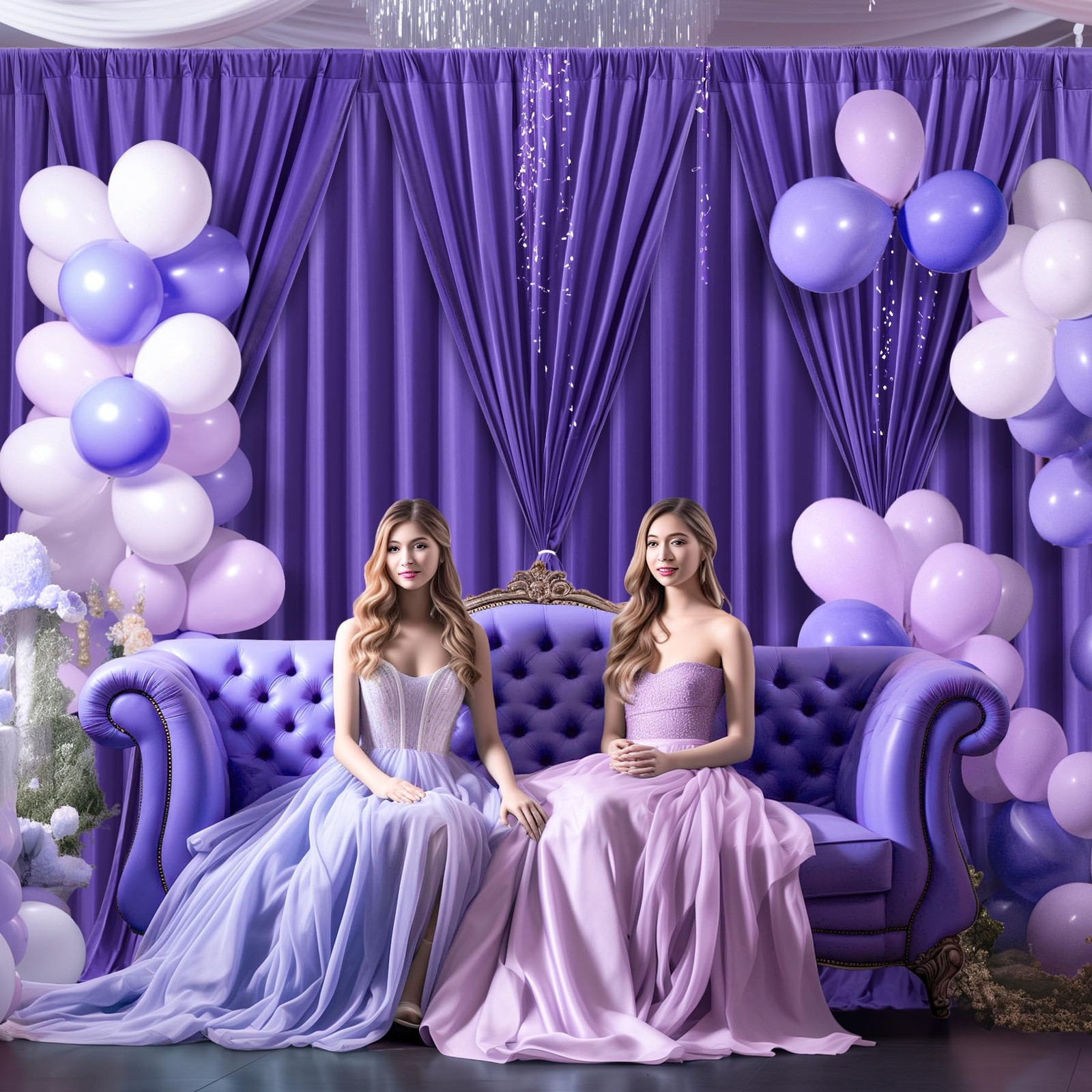 8x10FT Dark Purple Backdrop Curtains for Wedding Parties, Free Polyester Phot…