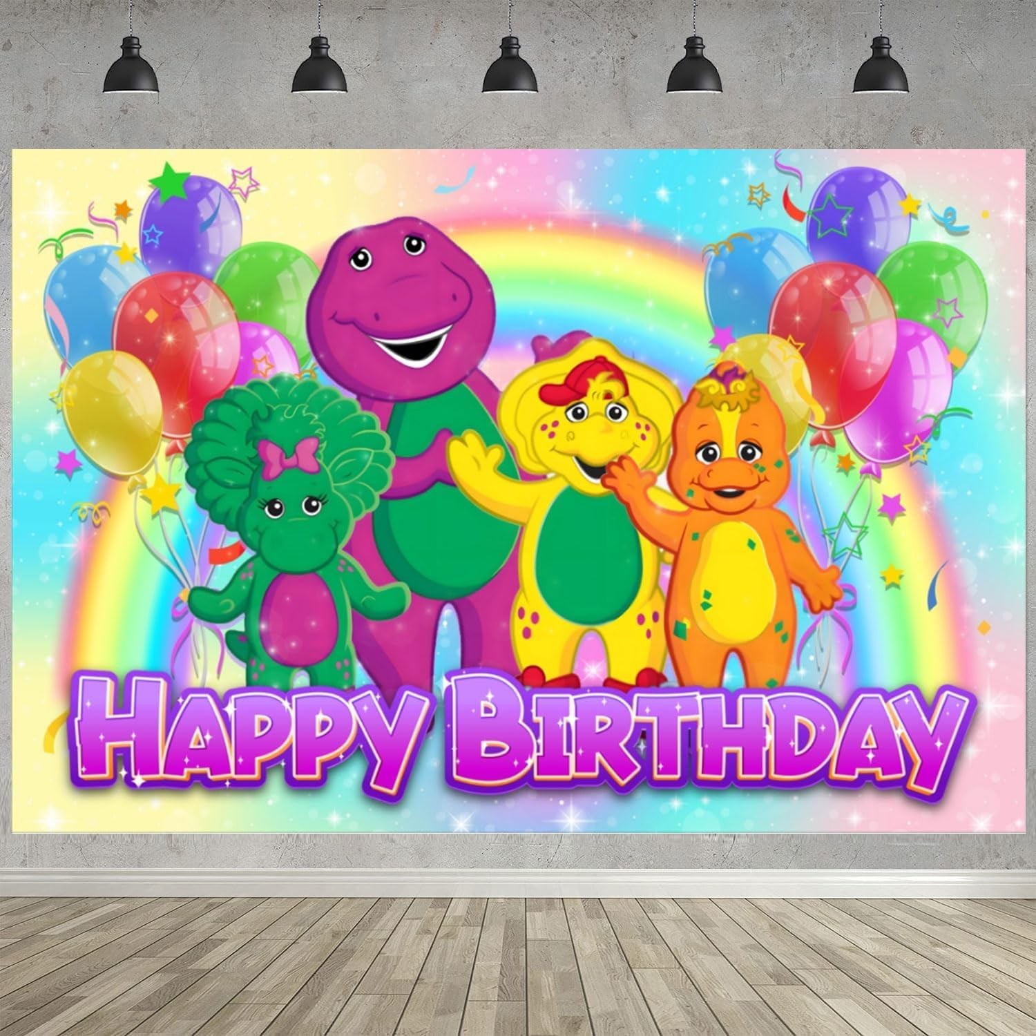 𝓑𝓪𝓻𝓷𝓮𝔂 Birthday Party Decoration, Photo Background 5 x 3 FT, 18 Pcs Bal…