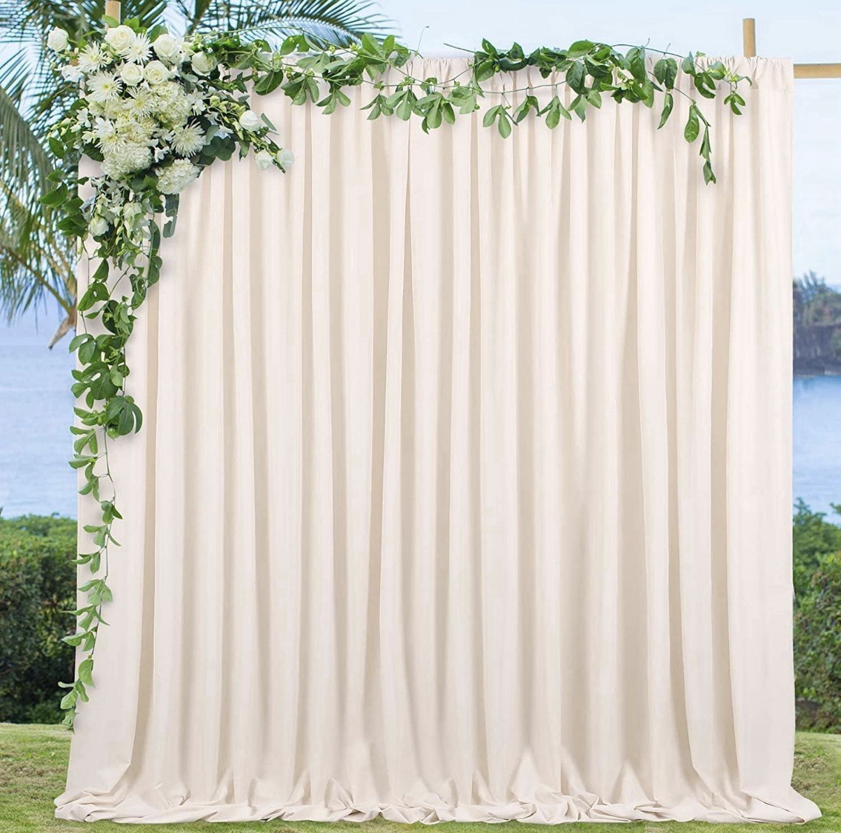 4PCS Beige Chiffon Backdrop Curtain Panels 5ft x 10ft Wedding Party Photography