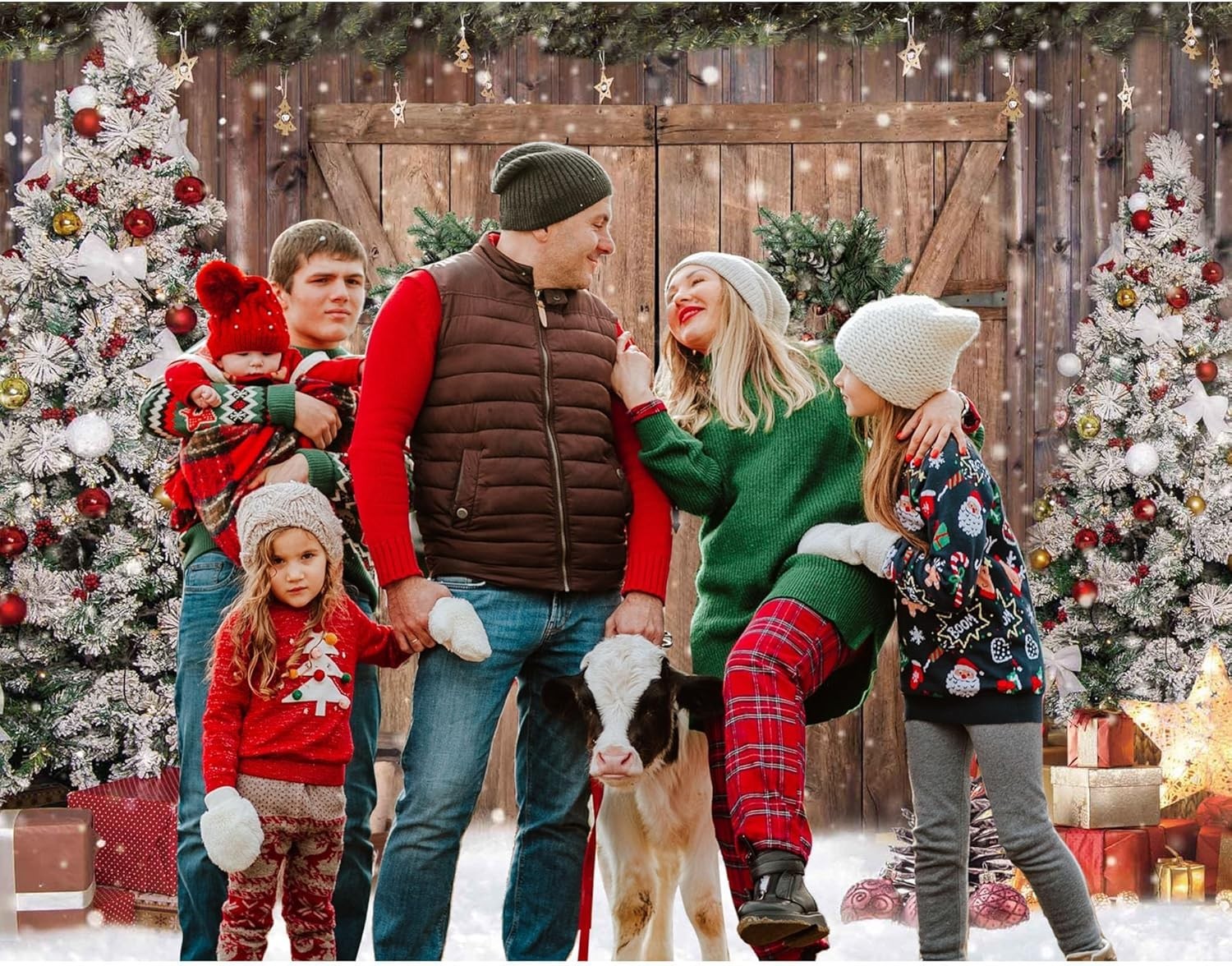 Multicolor 10x8FT Winter Christmas Backdrop – Ideal for Holiday Celebrations