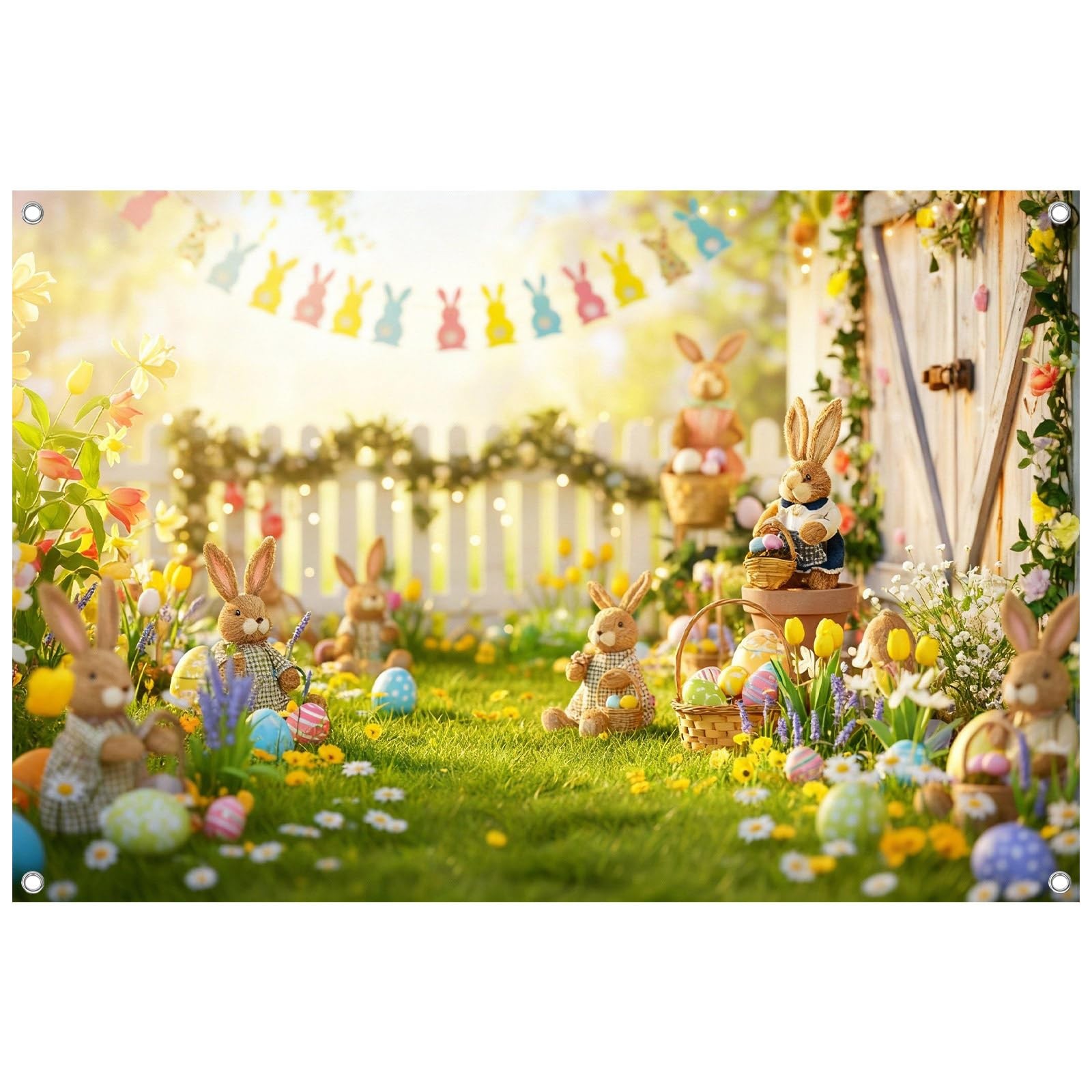 Chumia 7x5ft Spring Easter Photography Backdrops 7 x 5 feet, Multi-colored