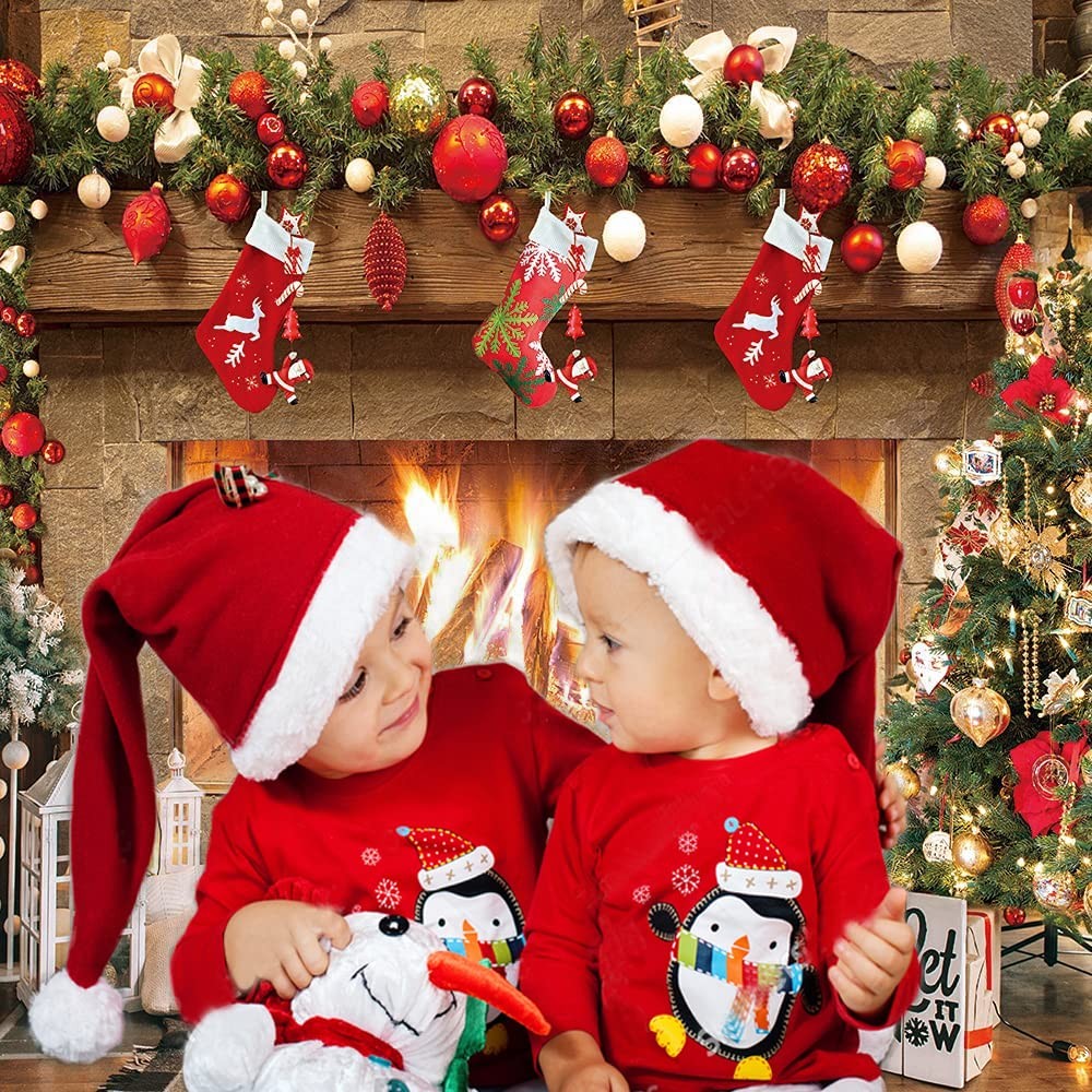 8x8ft Christmas Fireplace Photography Backdrop Family Party Decor Prop D469