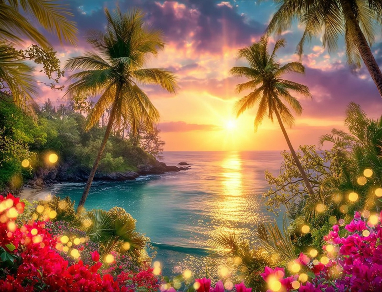 10x8ft Beach Ocean Backdrop Summer Hawaiian Beach Palm Tree Photo Background
