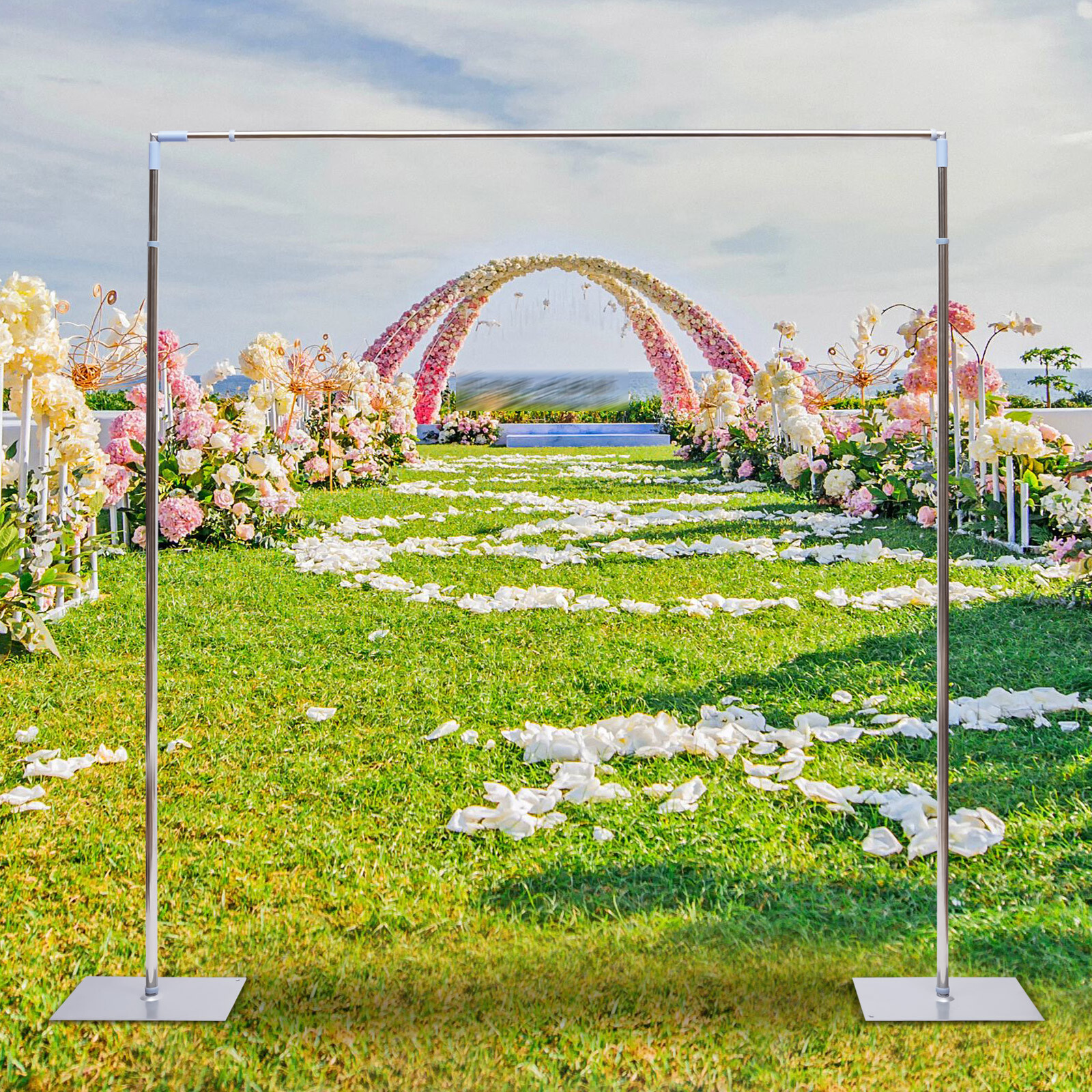 10ft Backdrop Stand Pipe Kit Adjustable Wedding Arc Photography Stand Heavy Duty