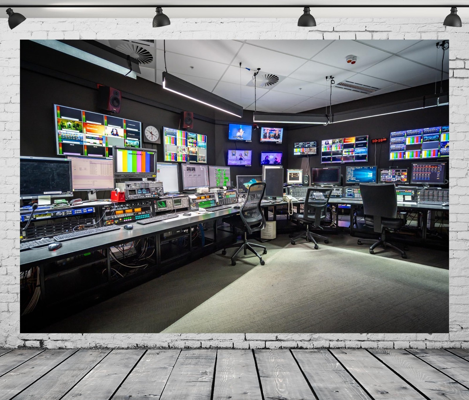 Fabric News Studio Backdrop for Virtual Media, TV Show Background, YouTube Photo