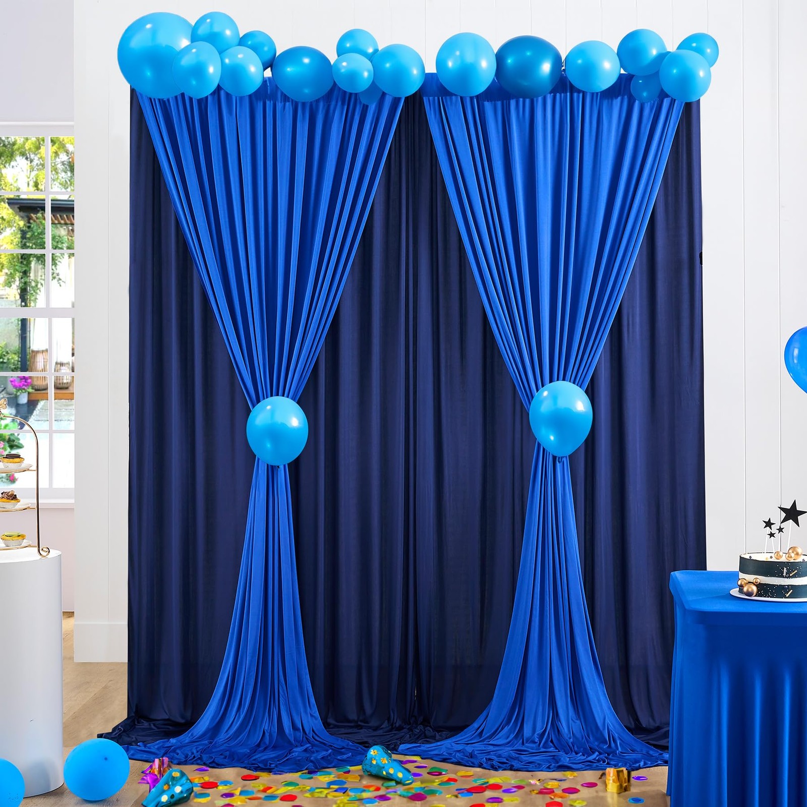 10x10ft Wrinkle Free Royal Blue Backdrop Curtains & Navy Blue Backdrop Drapes…