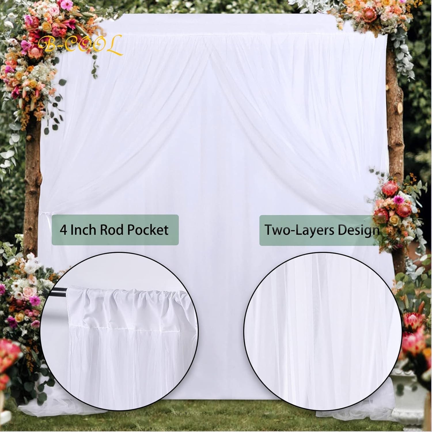 5x7FT Wedding Tulle Backdrop Curtain White for Photography Party Ceremony