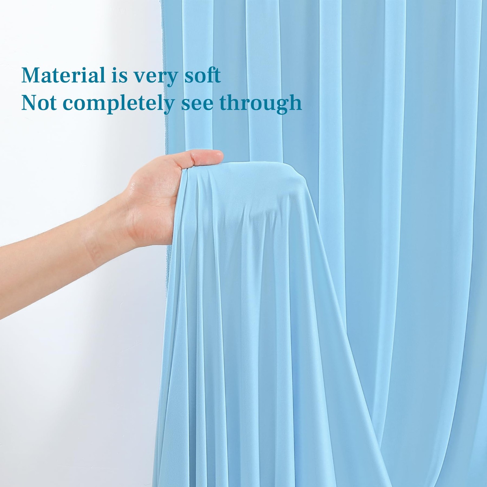 8x10ft Baby Blue Wrinkle Free Polyester Backdrop Curtain 2 Panels 4x10ft