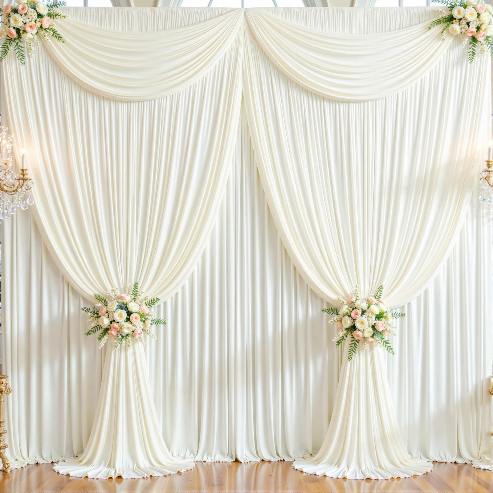 20ft x 10ft Free Ivory Wedding Backdrop Curtains for Party Bridal Shower Rece…