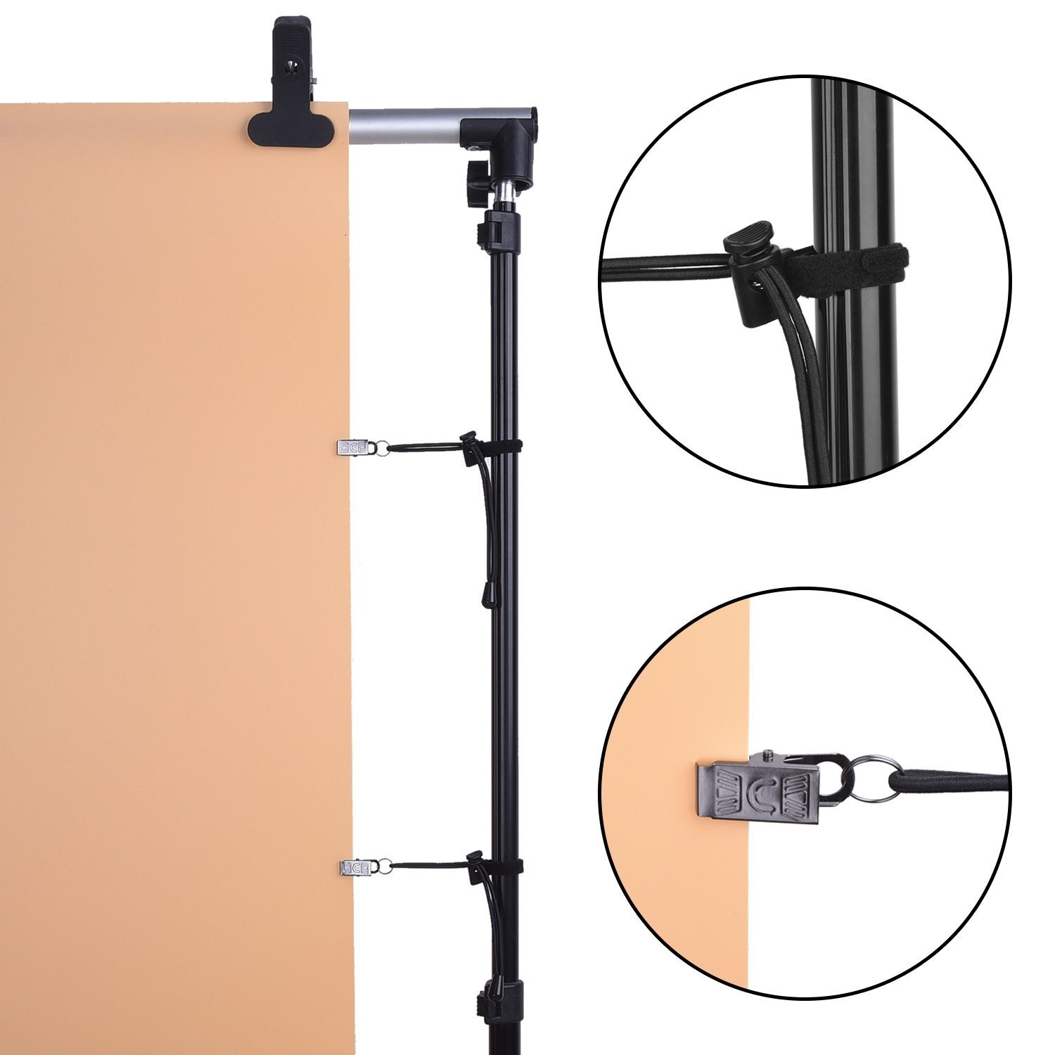 Backdrop Background Clips Holder for Photo Video Studio, 12 One Size, Black