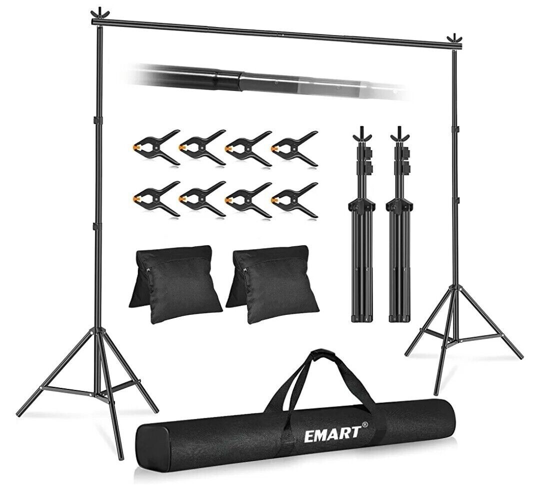 Photography Photo Studio Stand Background Support System 10 x 7 ft with Case