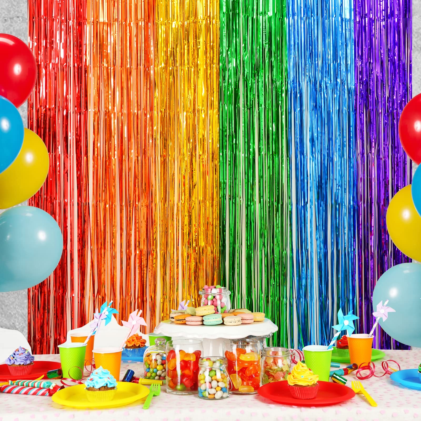 Rainbow Photo Booth Props 4 Packs Rainbow Party Decorations 13.2×6.6 ft Foil …