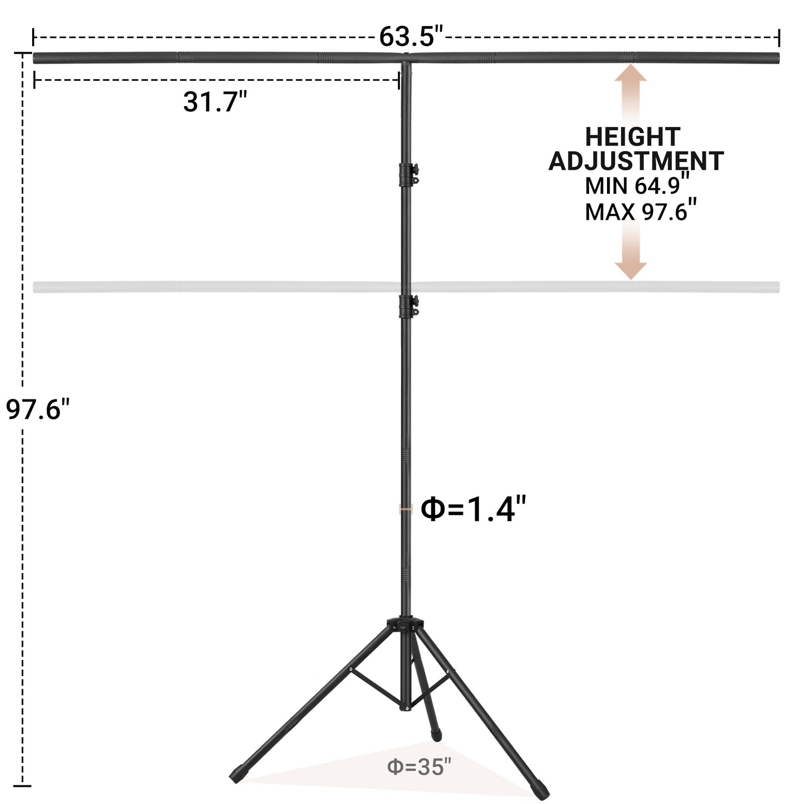 8x5ft T-Shape Backdrop Stand, Adjustable Background Support Stand Kit, Portab…