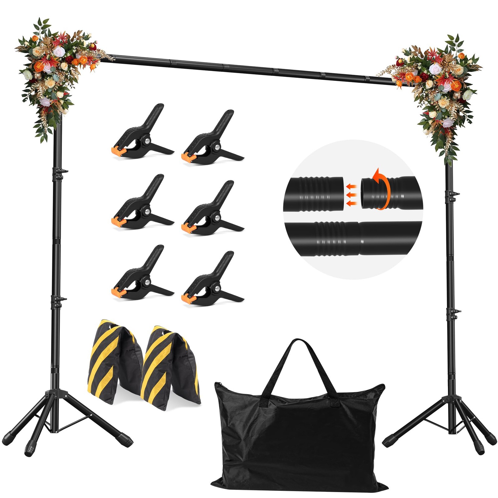 Backdrop Stand, Adjustable 10×7.5 FT Background Stand Backdrop for Parties, P…