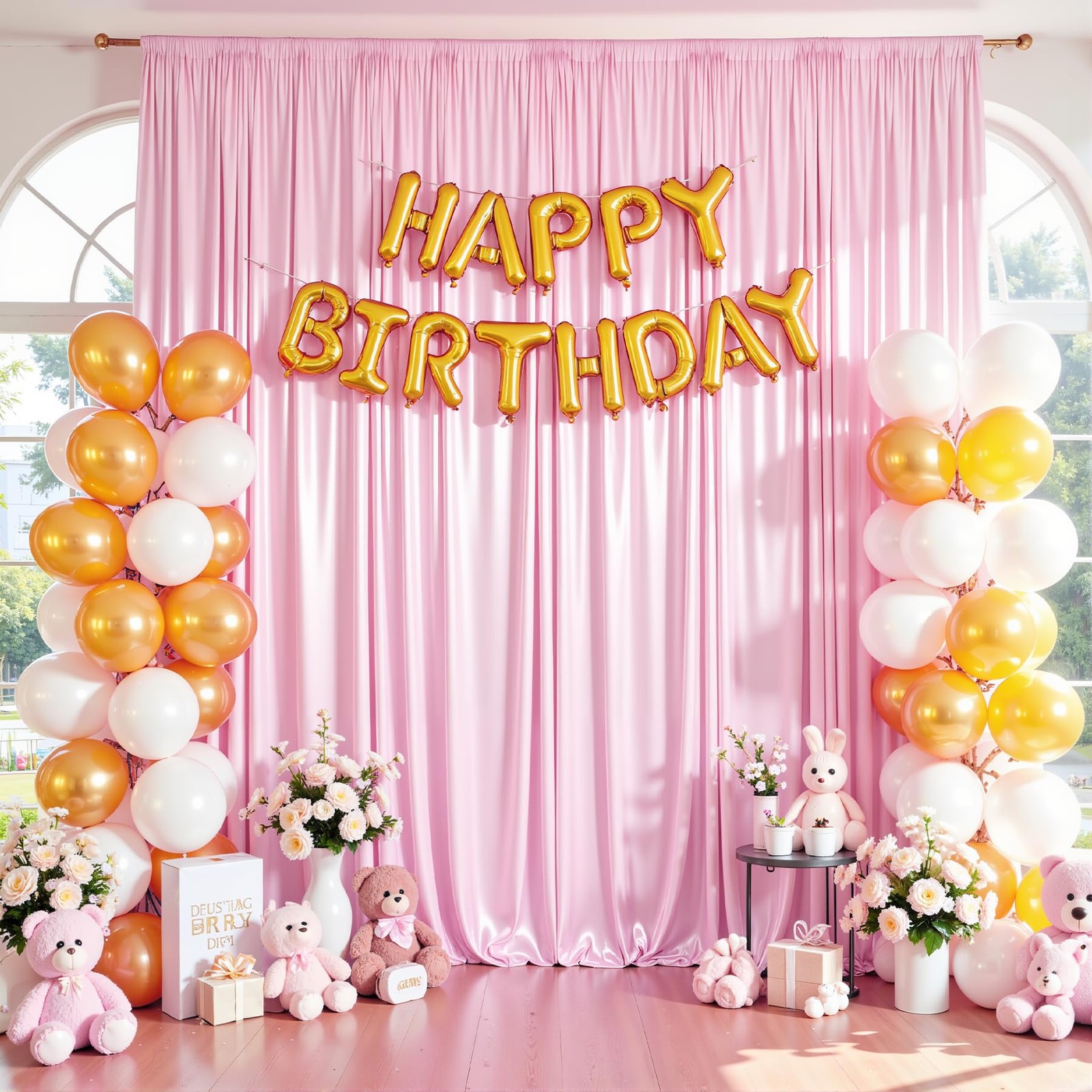 40x10ft Pink Glitter Backdrop Curtain for Parties, W5 x H10′(8 Panels),