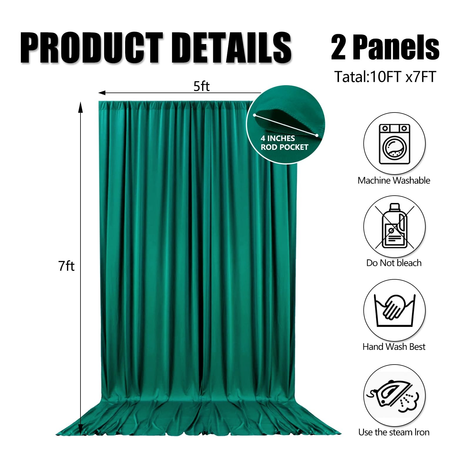 2 PCS Green Backdrop Curtains 10×7 Ft Polyester Party Photography Background