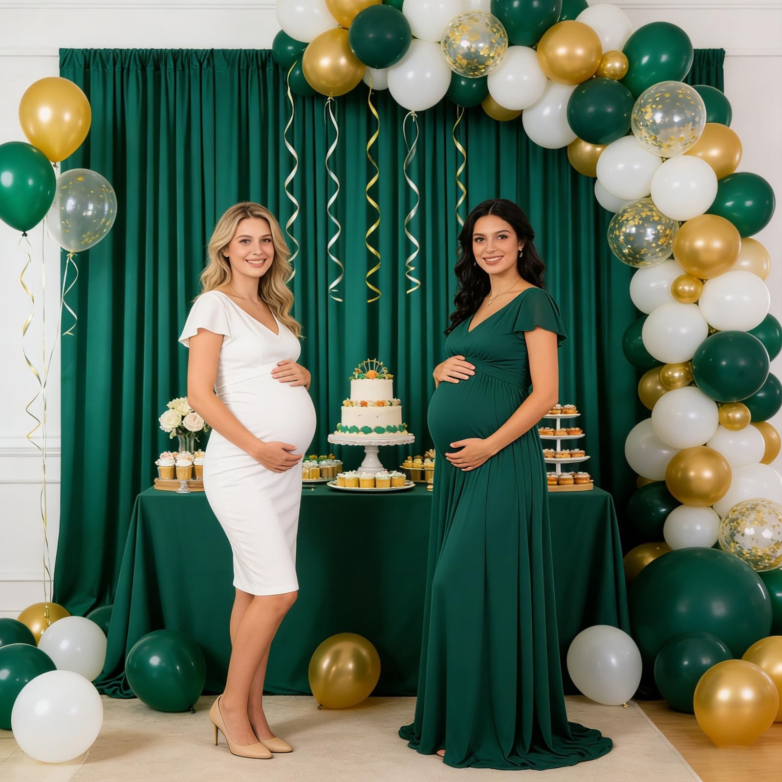 2 PCS Green Backdrop Curtains 10×7 Ft Polyester Party Photography Background