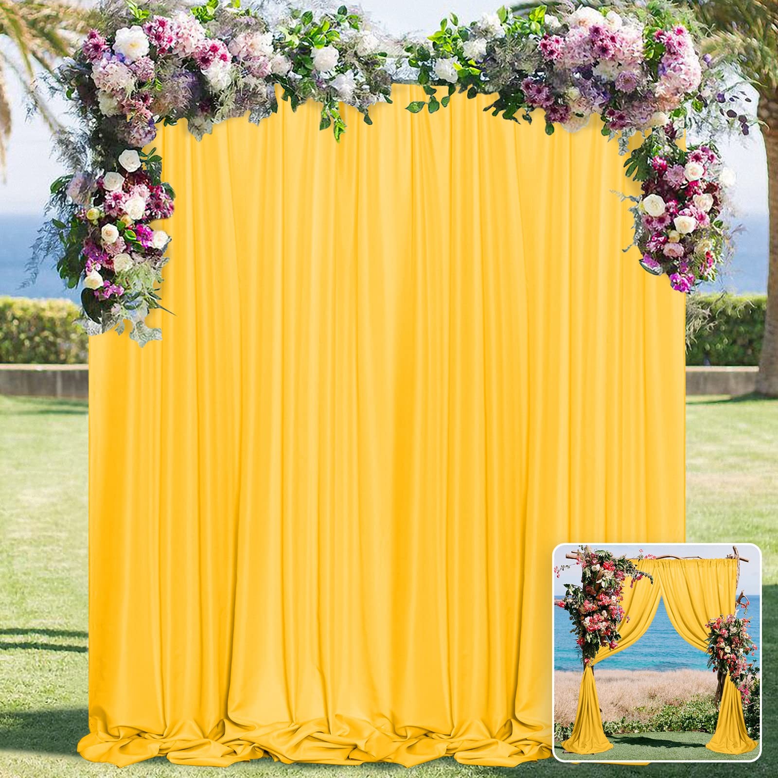 Yellow Backdrop Curtain for Parties Rod Pocket Yellow Curtains Photography Ba…