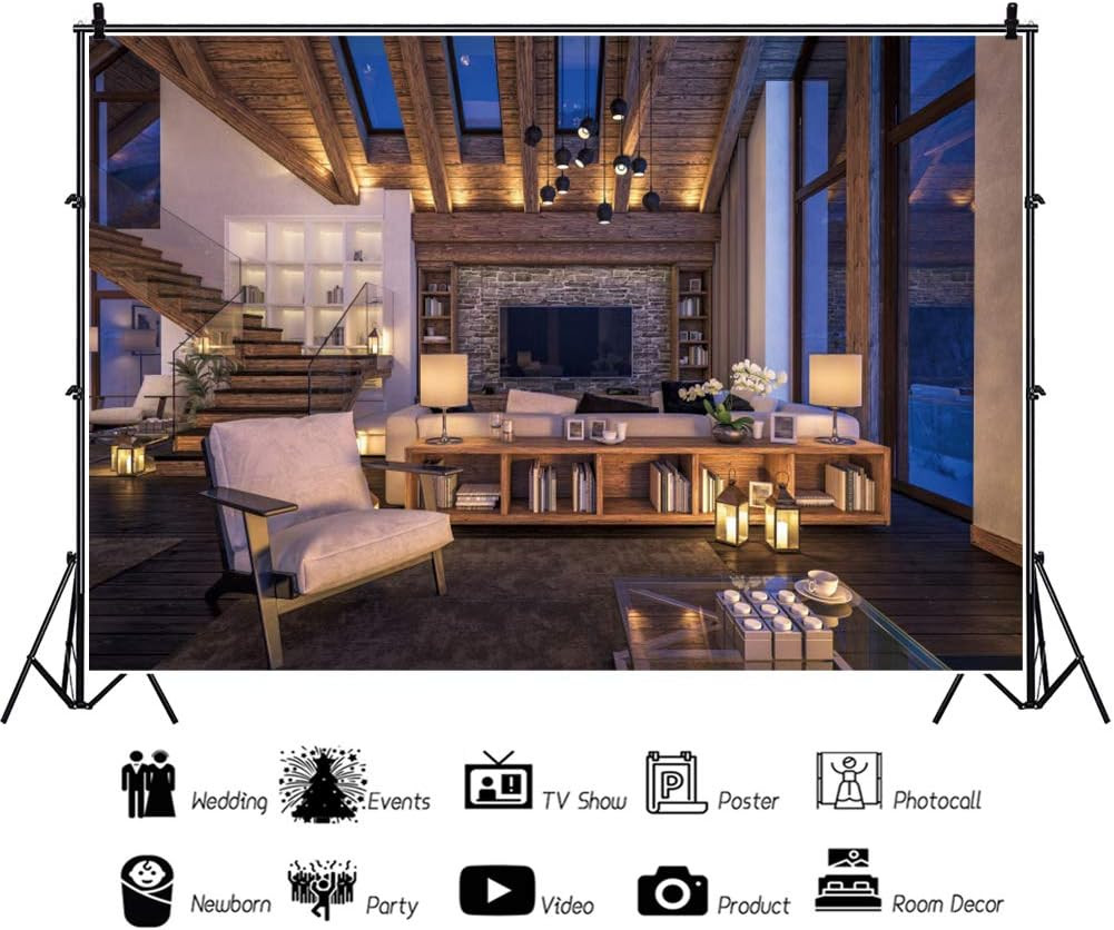 6.5x5ft Living Room Backdrop Zoom Meeting Video Modern Home Office Backdrop for