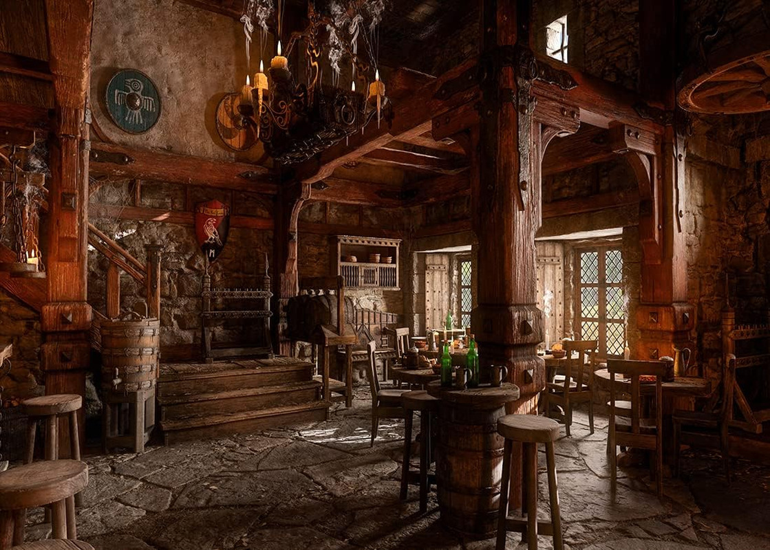 7X5Ft Fabric Medieval Tavern Inn Bar Backdrop for Photography Ancient