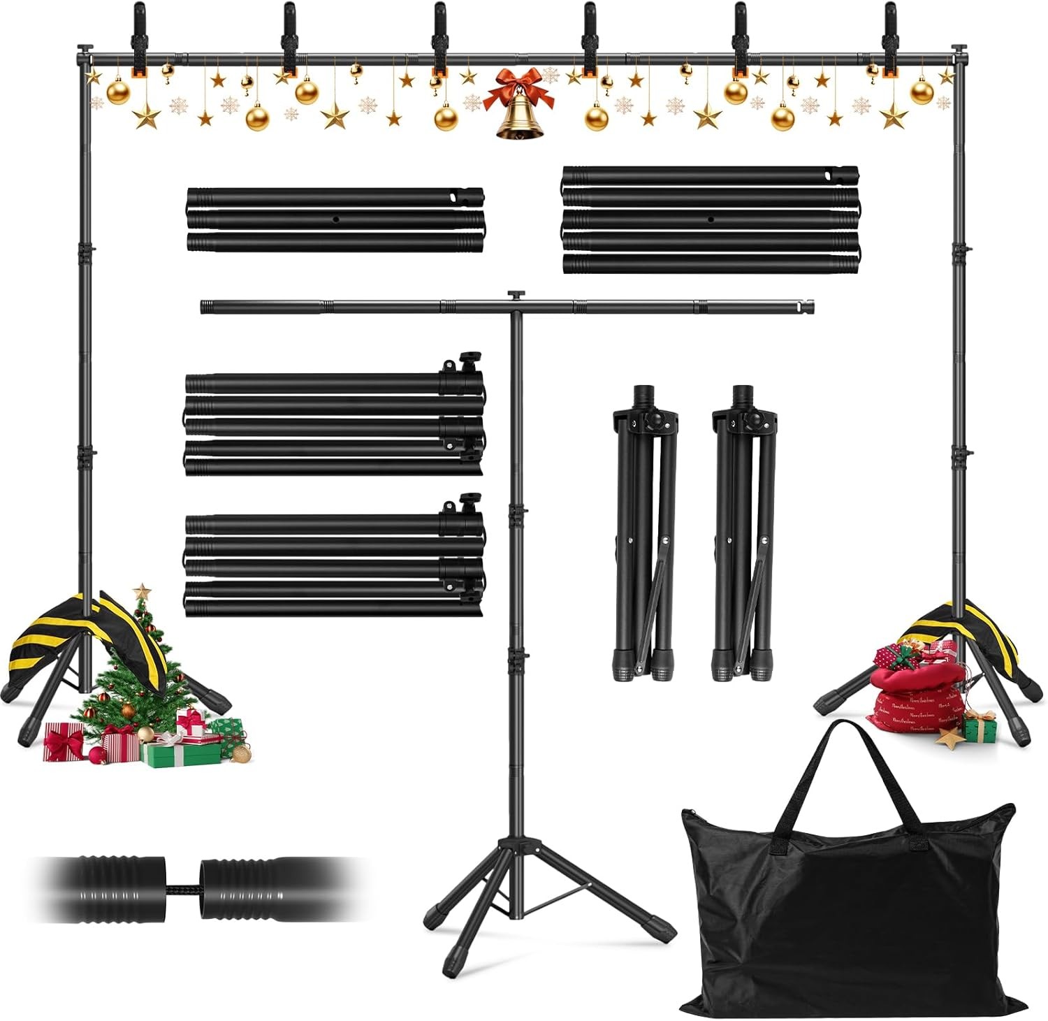 3-in-1 Portable Backdrop Stand Adjustable Background Banner Holder Tripod Metal