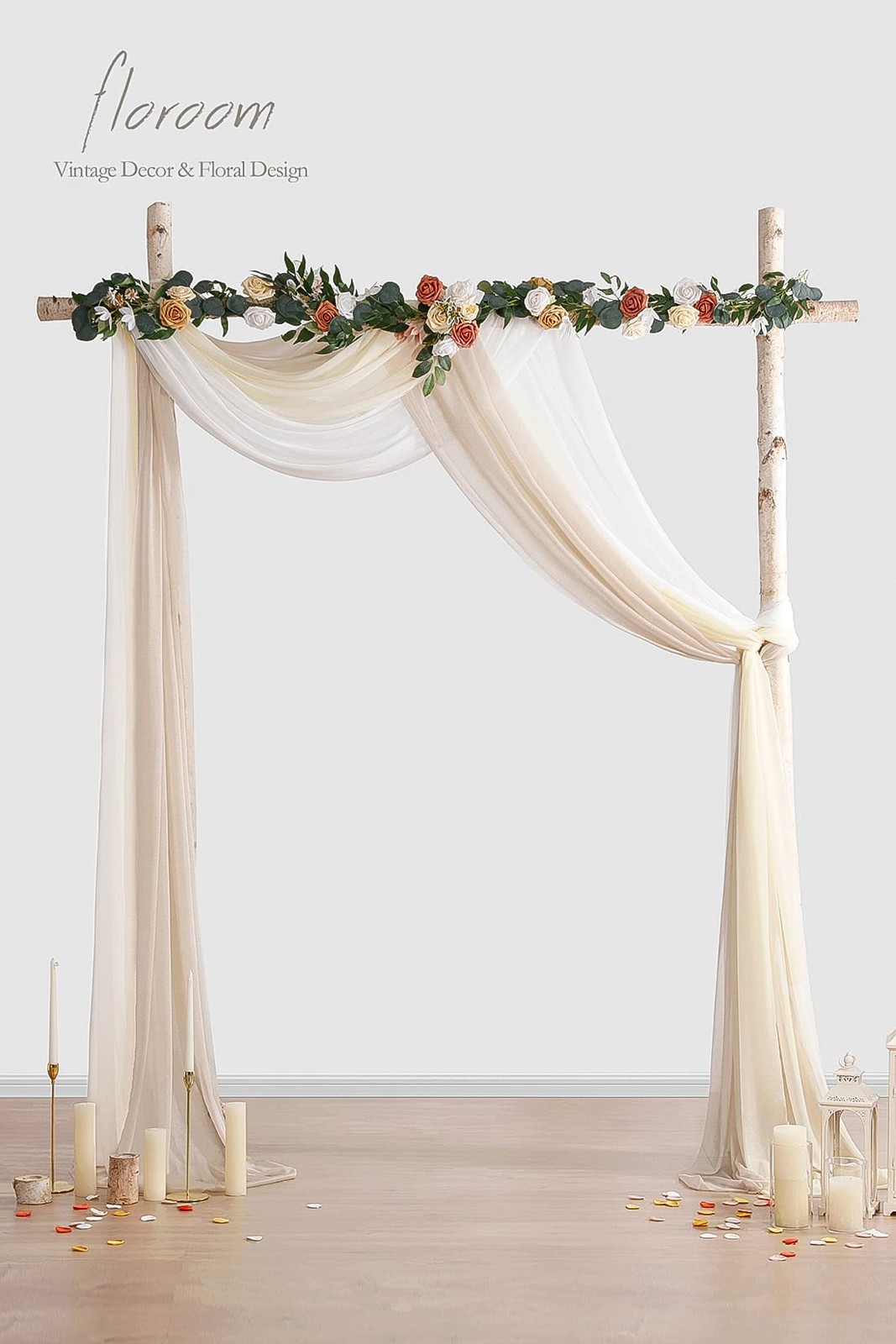 Wedding Arch Draping Fabric 3 Panels 20Ft Chiffon Fabric Drapes Arbor Drapery…