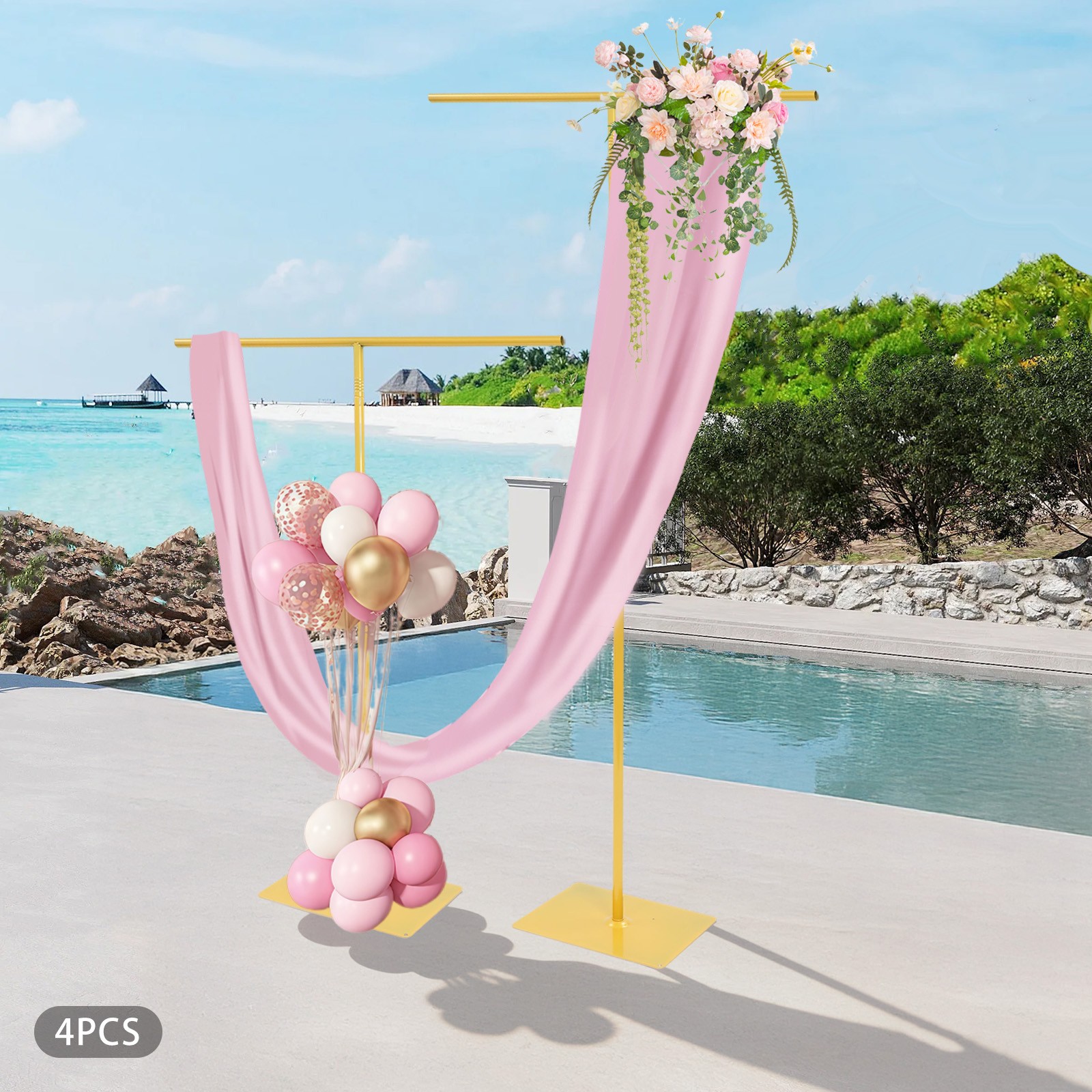 4 Pcs Wedding Backdrop Stands, Adjustable Height Backdrop Stands For Wedding
