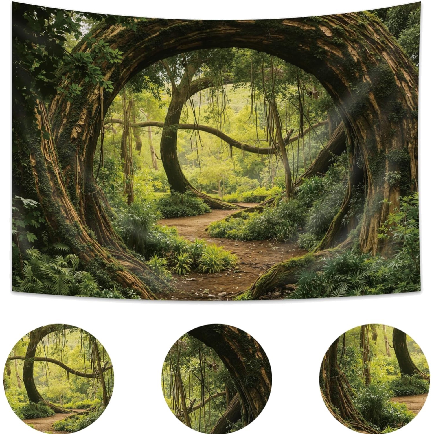 Tropical Jungle Trees Backdrop 7Wx5H Feet Rainforest Dark Green Trees Pathway…