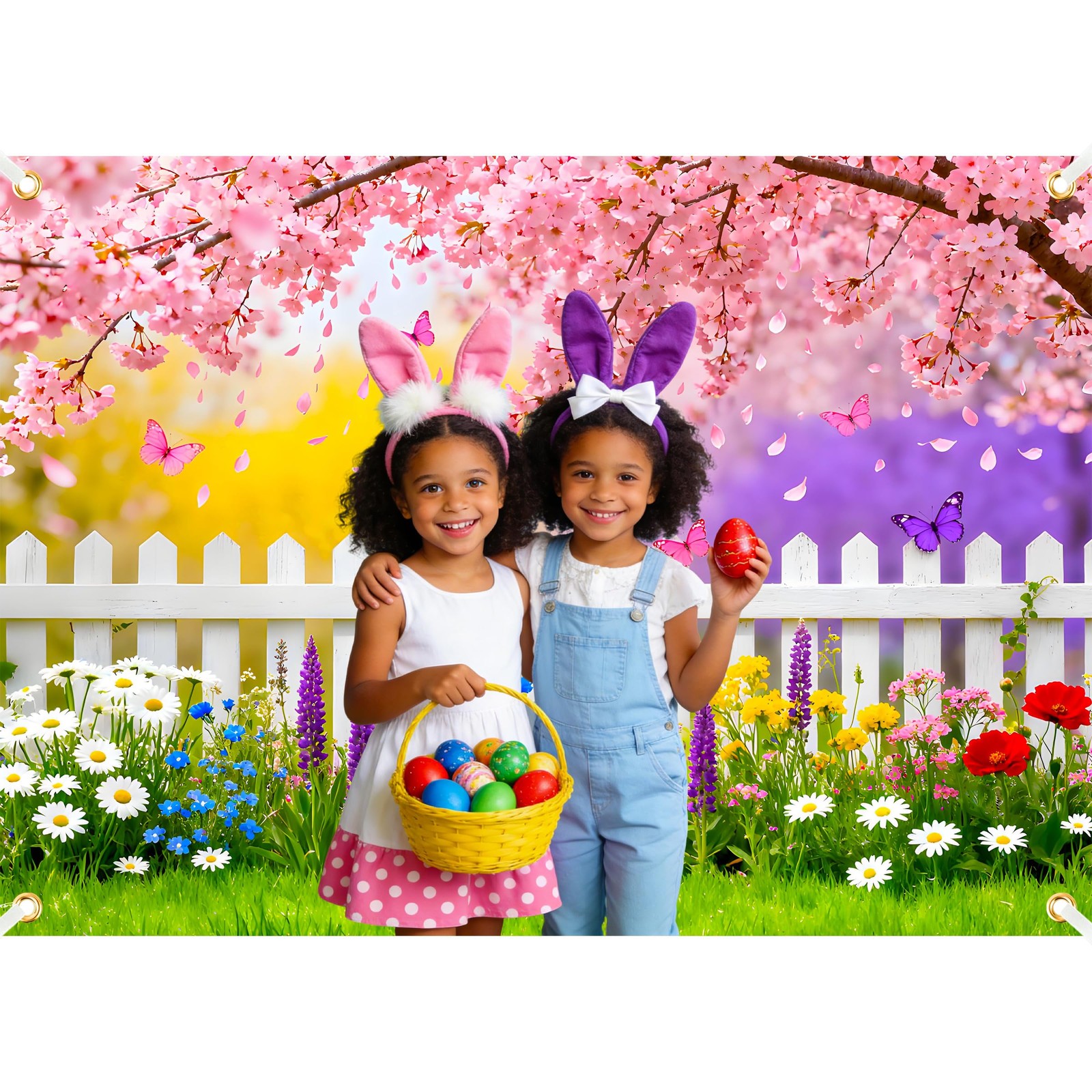 Spring Backdrop 7x5ft Garden Floral Polyester Pink 7×5 Ft,