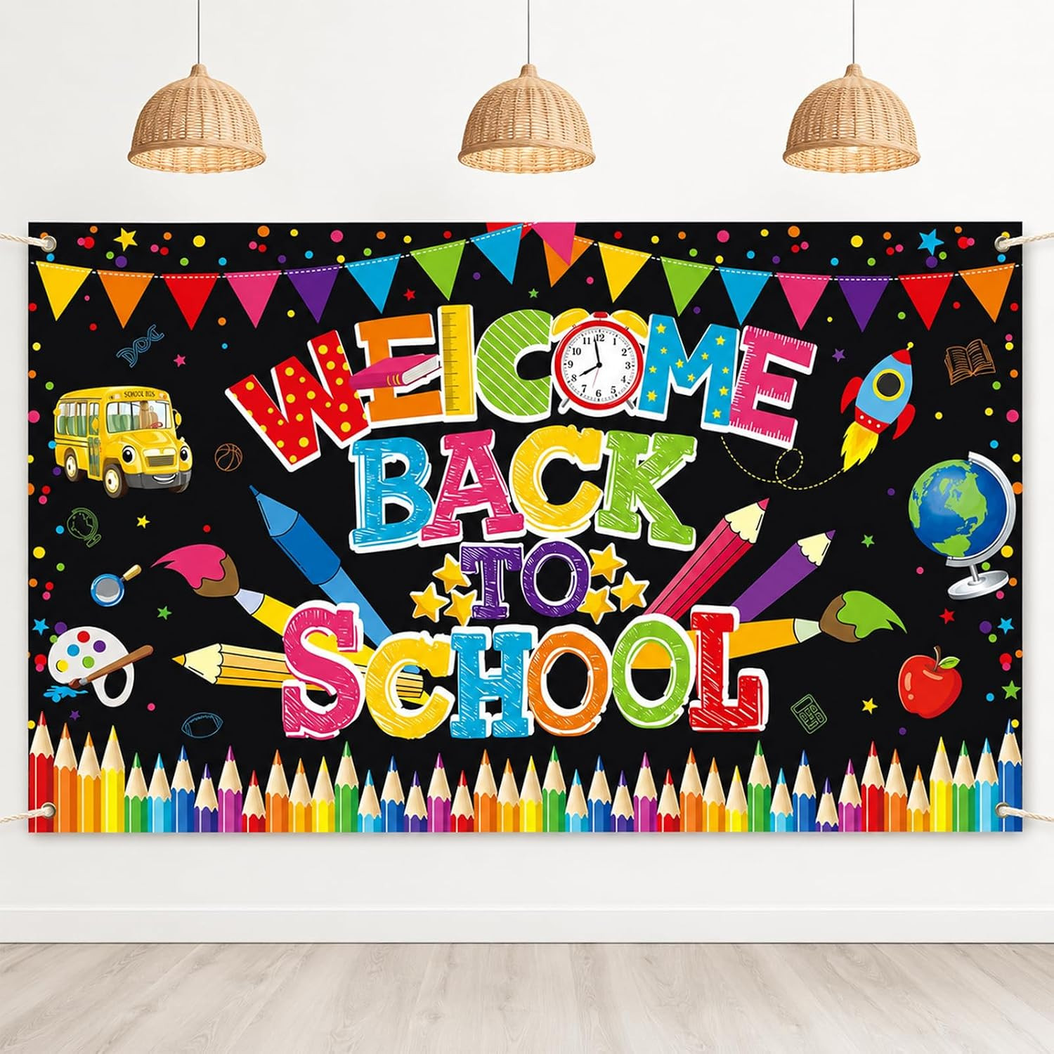 Back to School Backdrop, Back to School Decorations, 70.86X43.30Inch Background