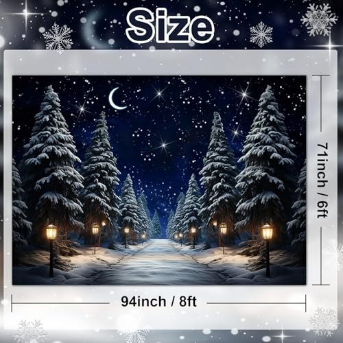 8×6 ft Pine Forest Snowing Night Backdrop – Pine Forest Scene