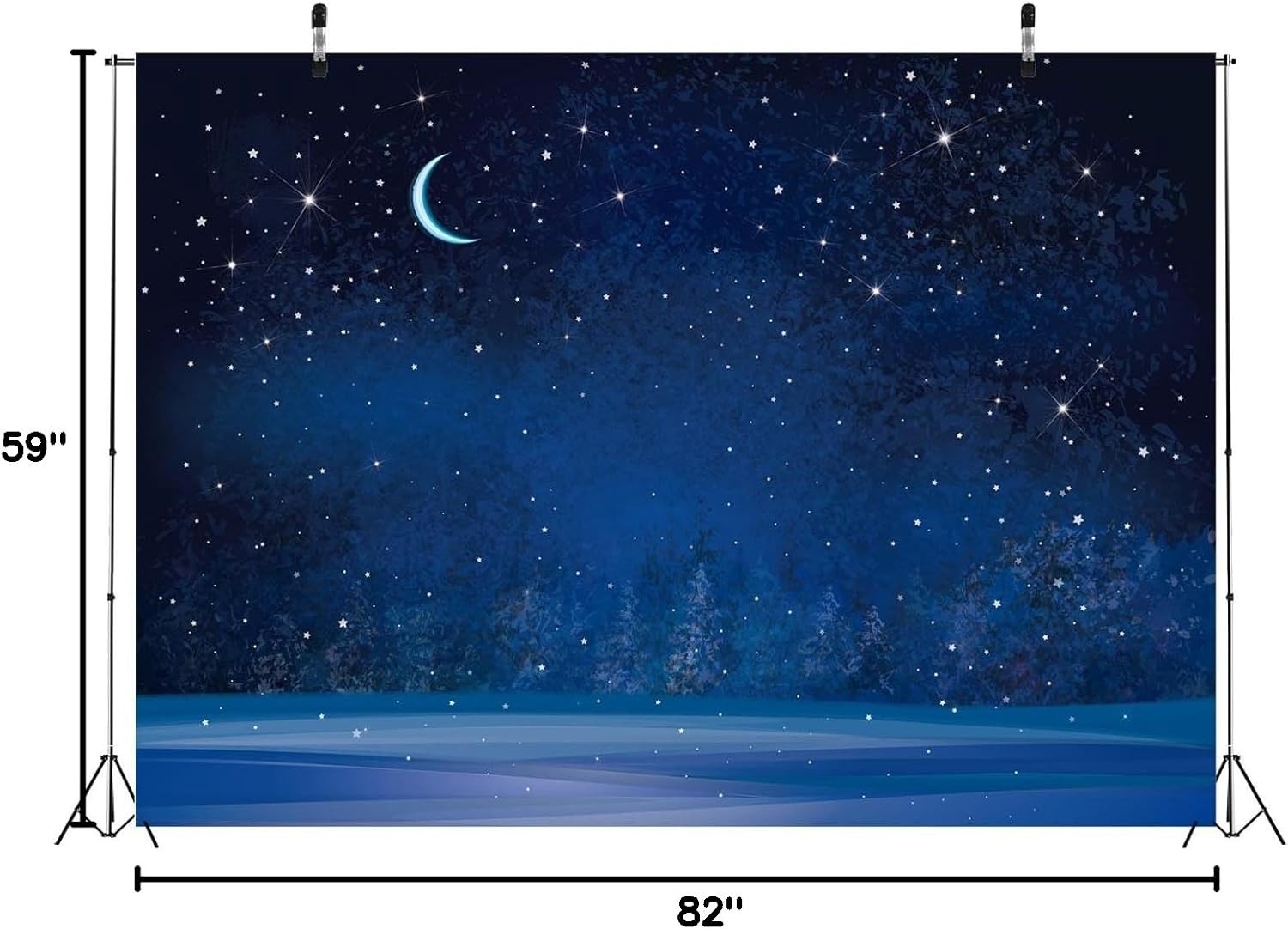 BELECO 7x5ft Fabric Winter Wonderland Night Snowfall Backdrop 7x5FT, A50026