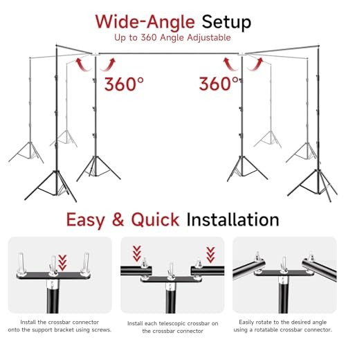 10x30FT Photo Backdrop Stand, Angle Adjustable Triple Crossbar Extender