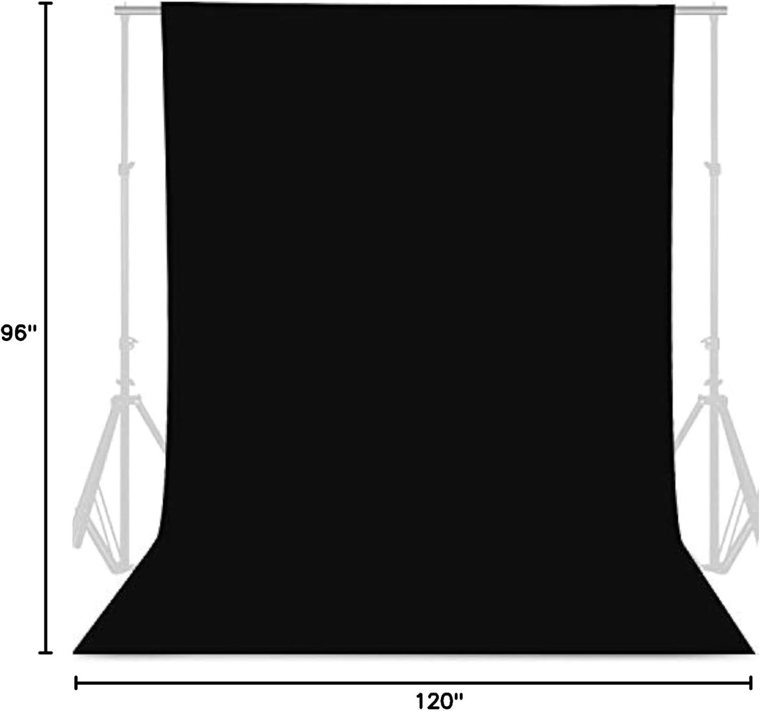 GFCC 8FTX10FT Black Backdrop Background for Photography Photo Booth Backdrop for