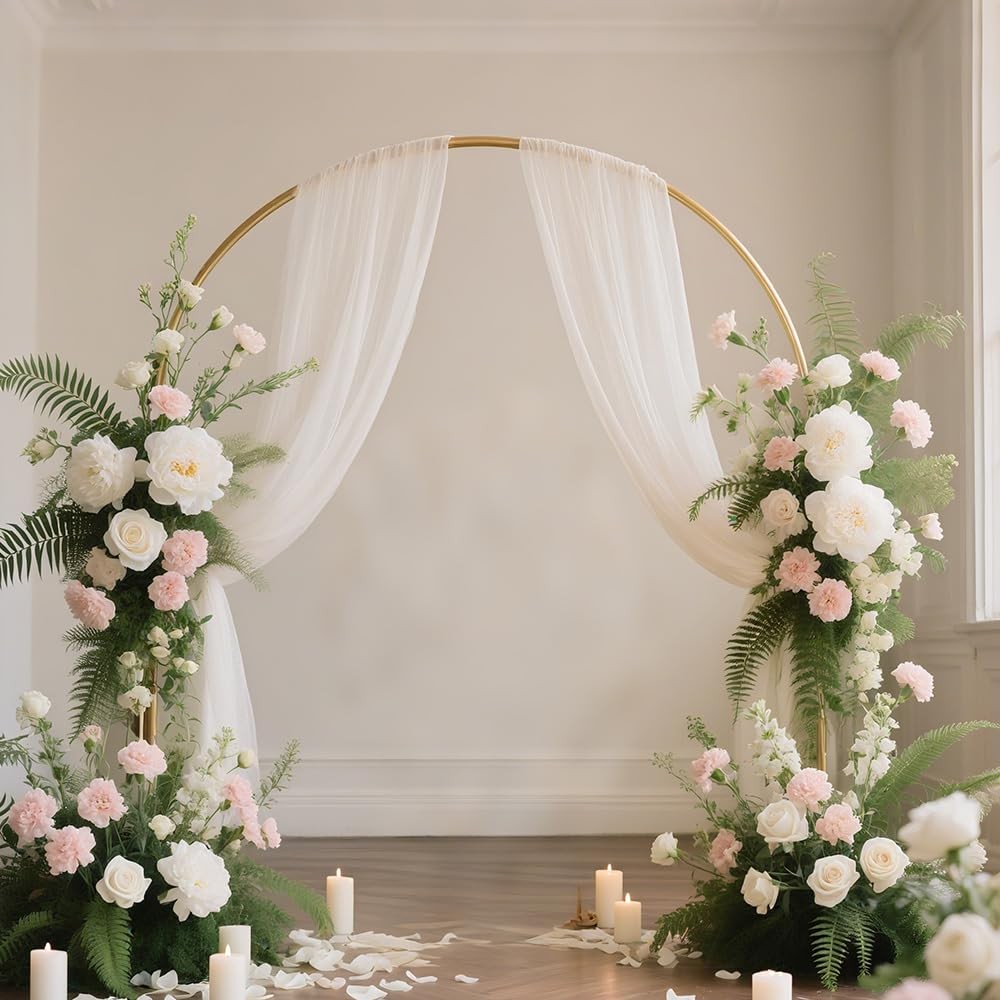 2 PCS 29.5 Inch x 19 FT White Wedding Arch Sheer Draping Fabric Drapes Decor