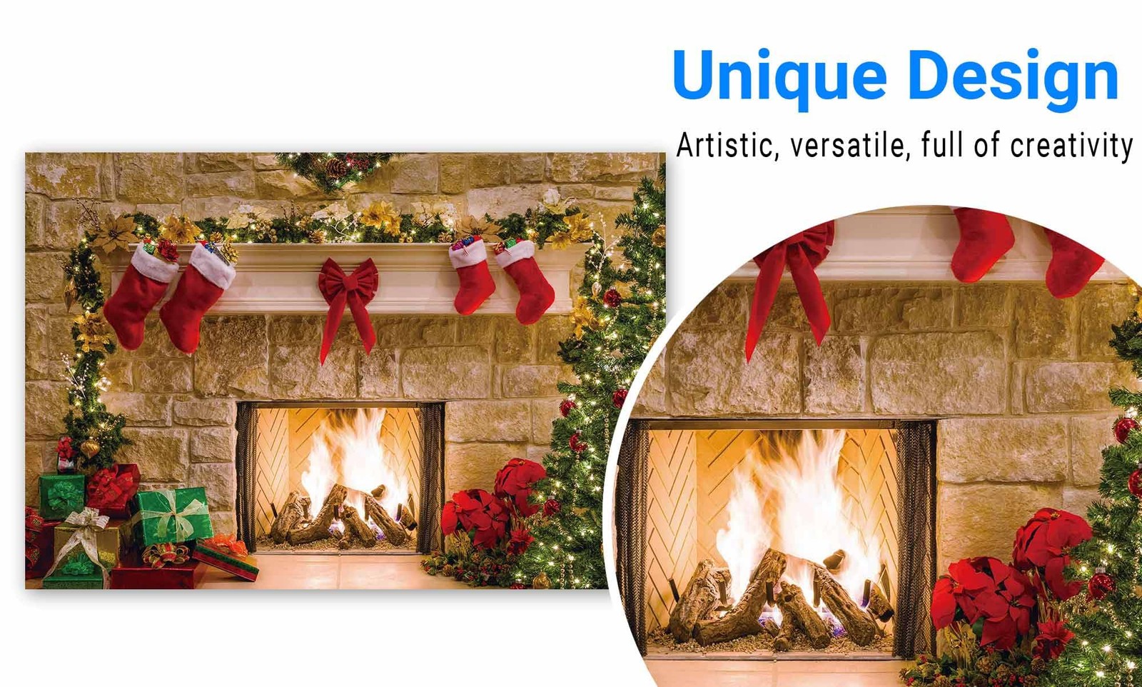 Funnytree 7x5ft Christmas Fireplace Backdrop Interior 7x5ft, dark brown