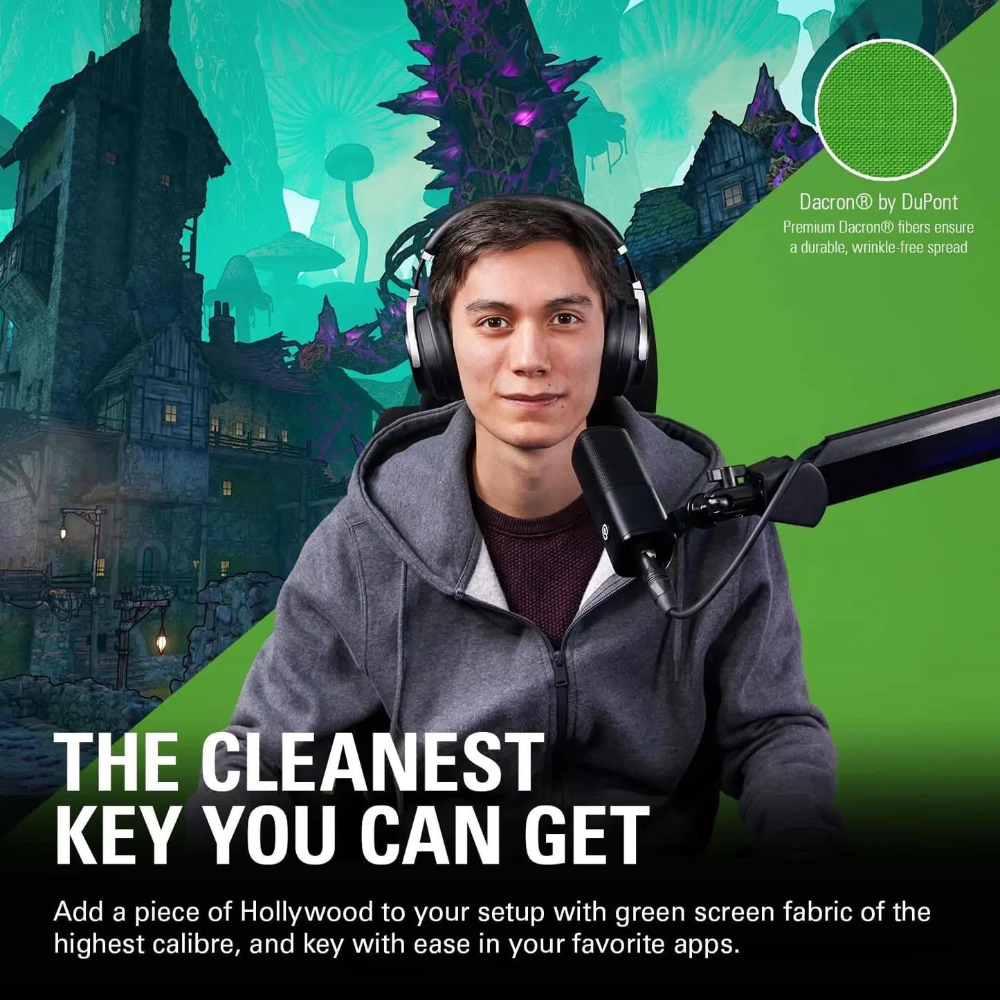 Elgato Green Screen XL – 79×72″ Chroma Key Background Removal for Streaming