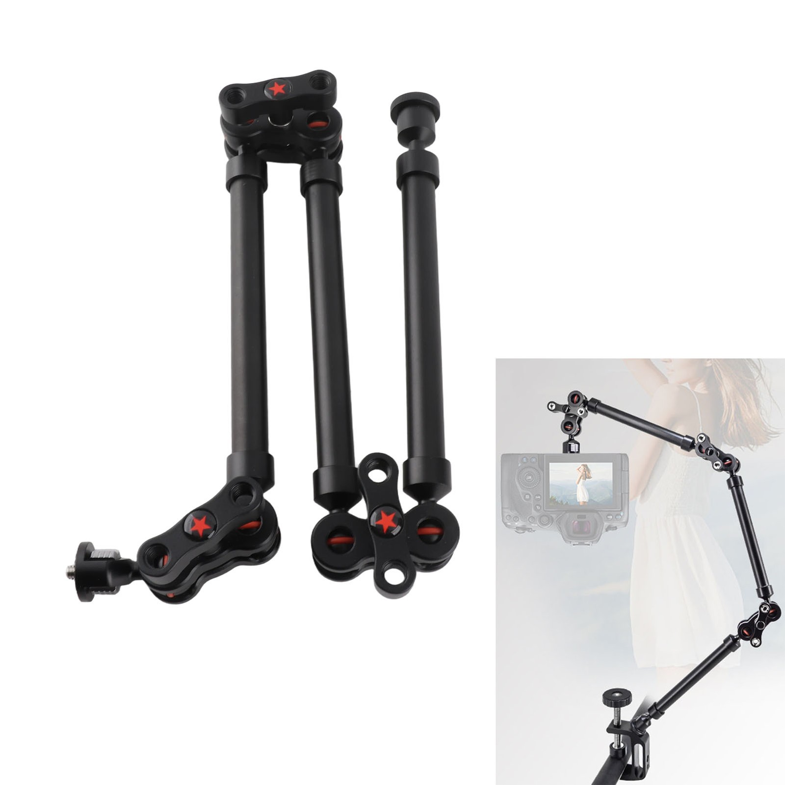 755mm Universal Arm Stand 3 Sections Adjustable Photography Extension Support