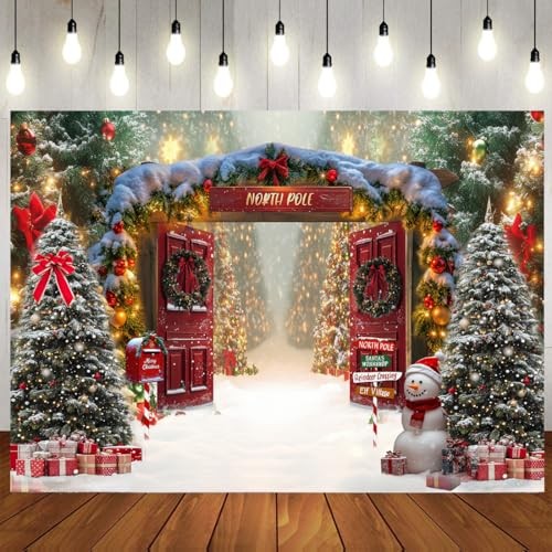 Santa’s 7x5ft Fabric Backdrop for Christmas – North Pole Forest