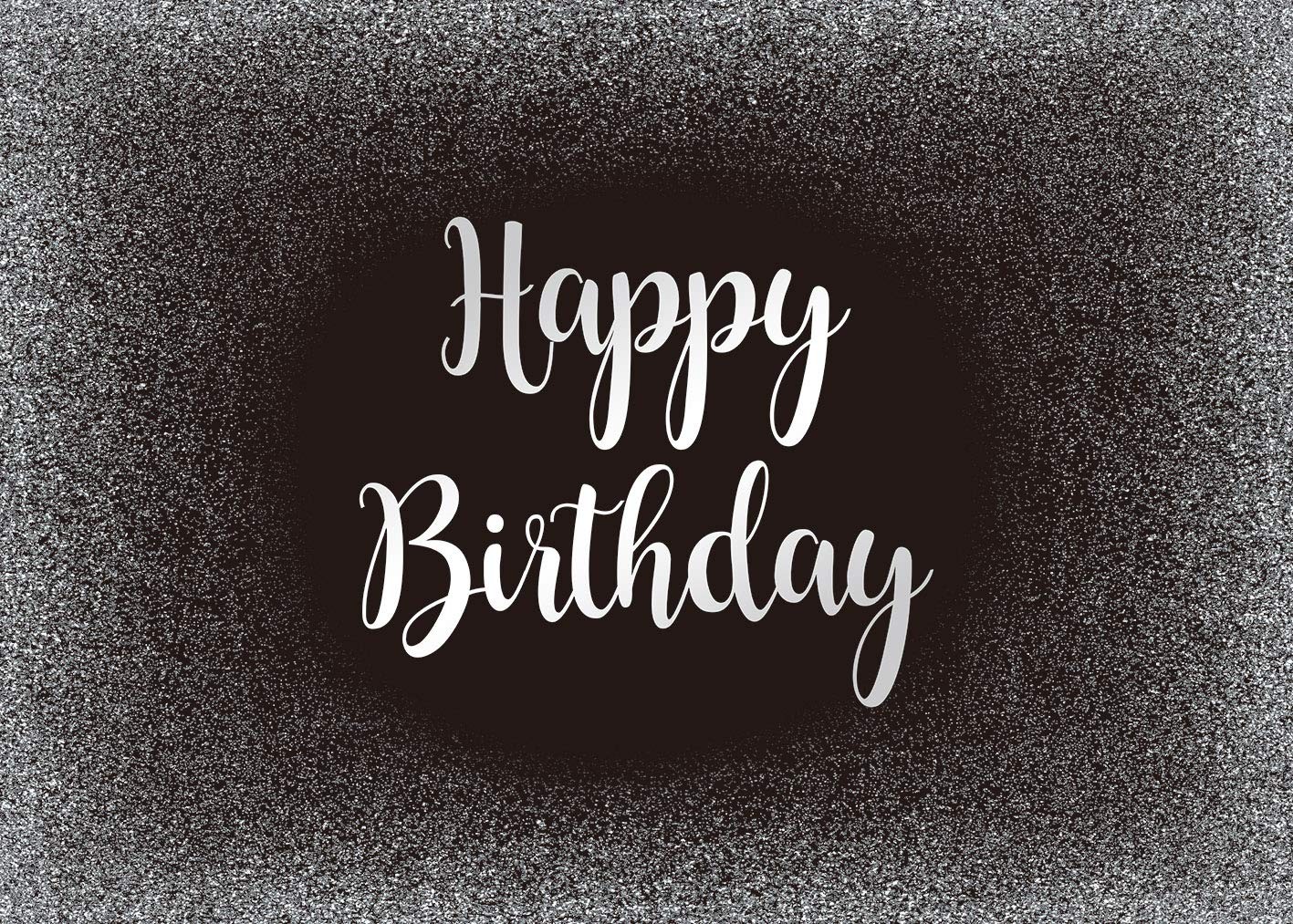 Black Silver Happy Birthday Backdrop Grey Glitter Photography Background 7x5FT