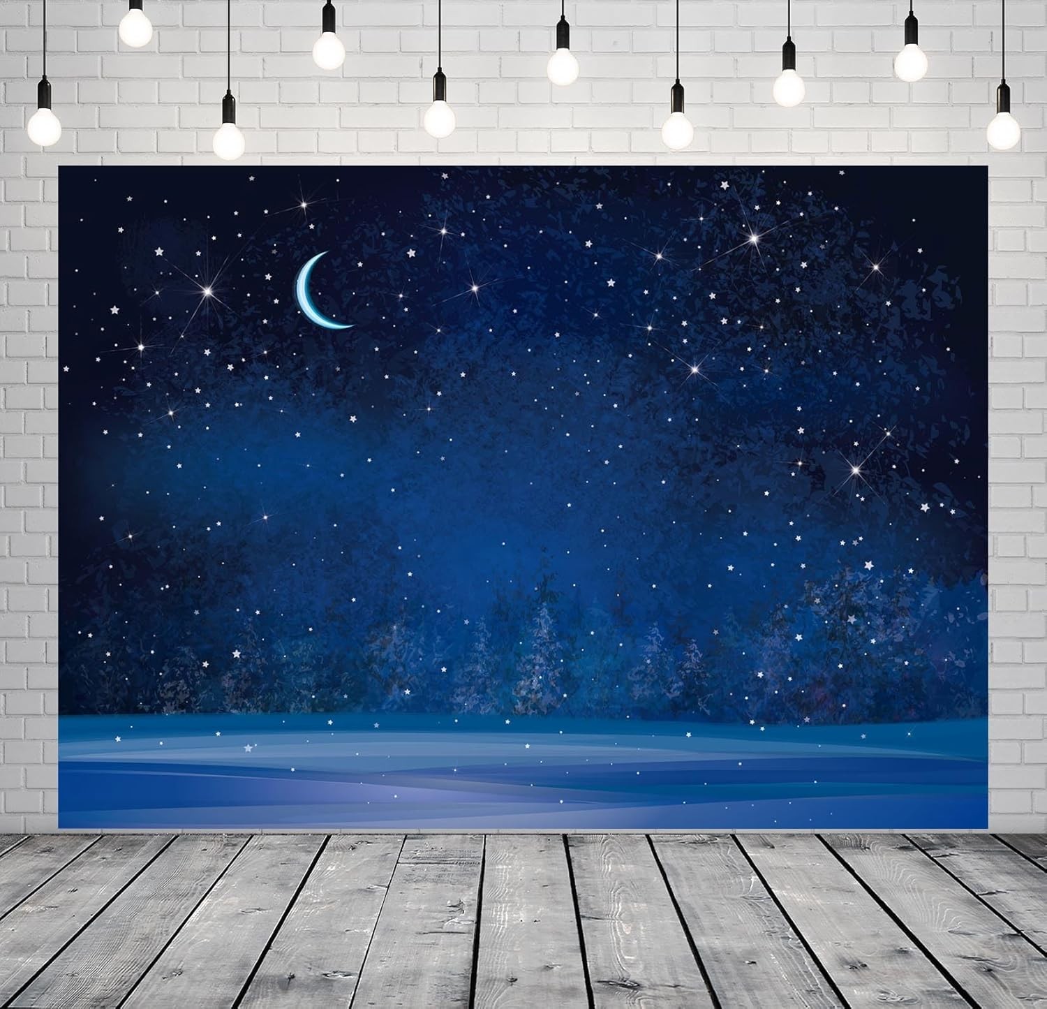 BELECO 7x5ft Fabric Winter Wonderland Night Snowfall Backdrop 7x5FT, A50026