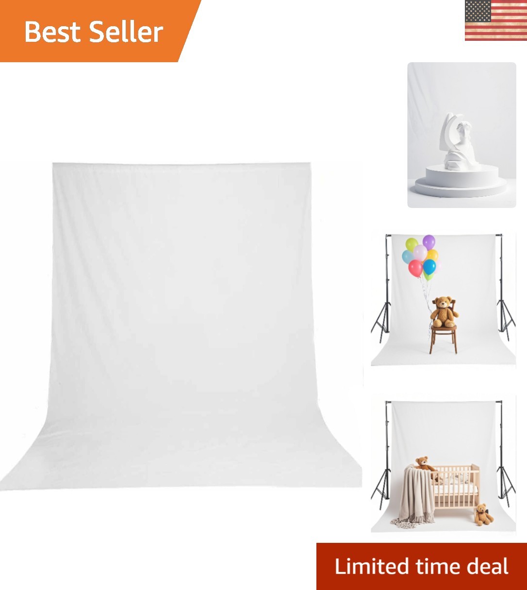 Versatile 5x7ft Soft White Photography Backdrop – Perfect for Engagements