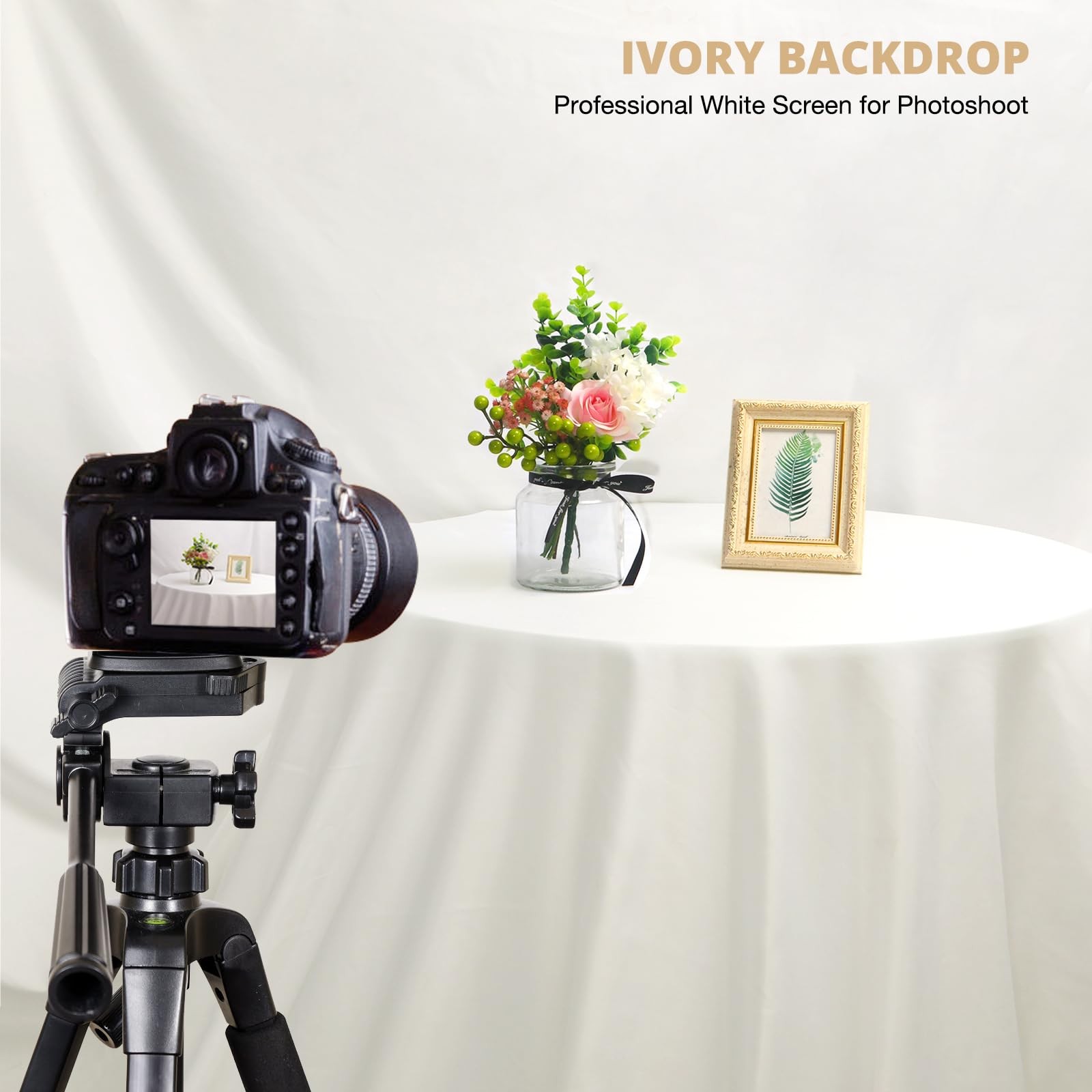 10×10 FT Ivory Backdrop Background for Photography Large Photo Backdrop Curta…