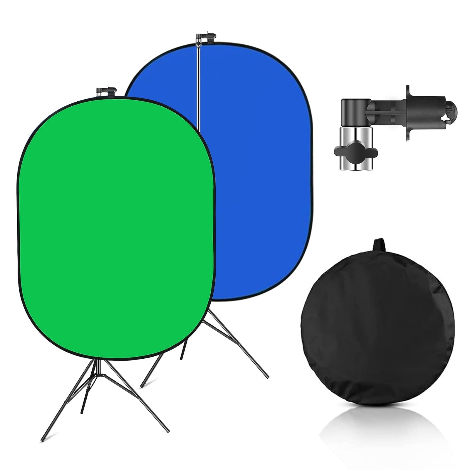 Portable Green Screen Backdrop with Stand,Foldable 5x7ft Chromakey Blue&Green Sc